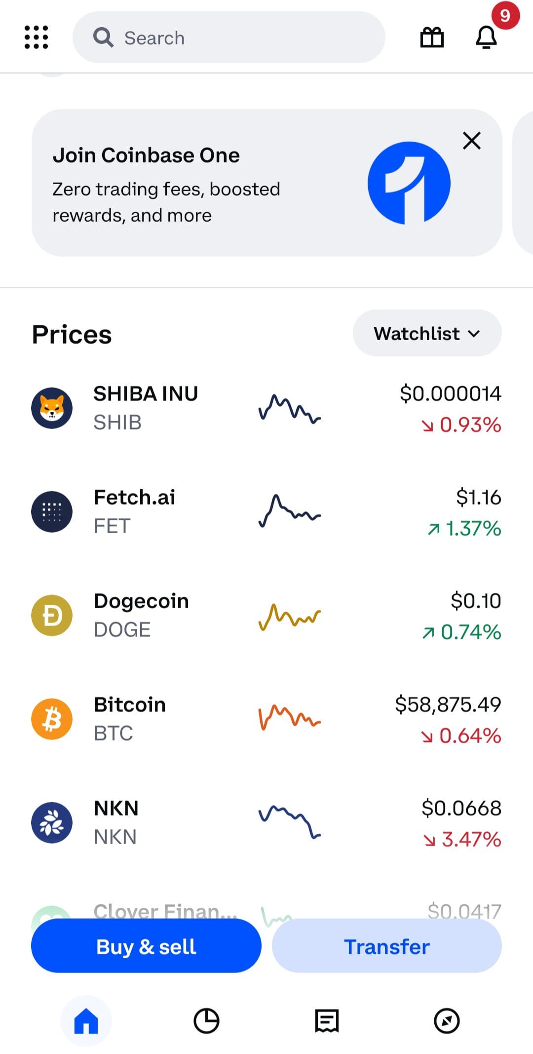 Coinbase crypto prices