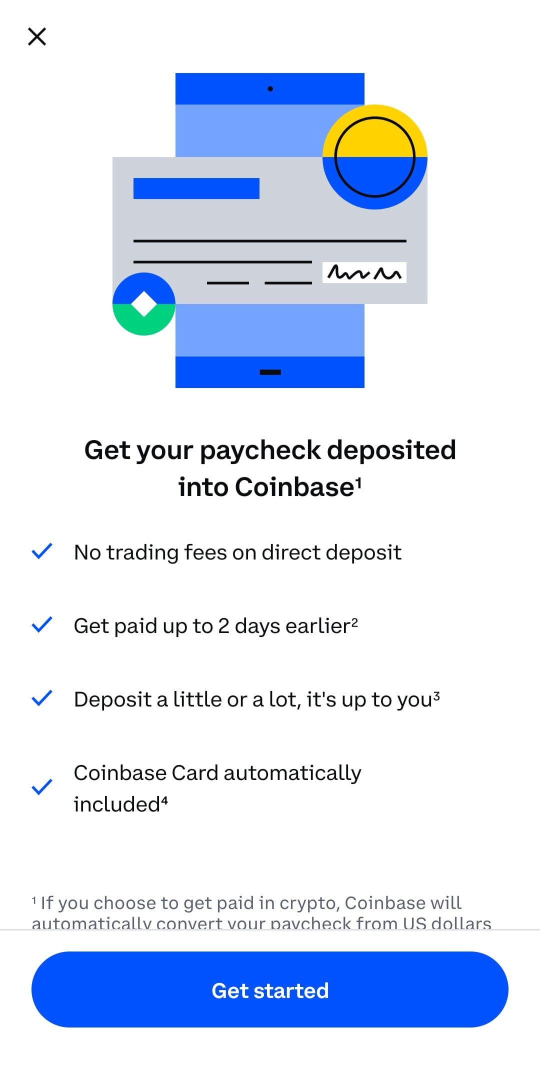 Coinbase deposit paycheck