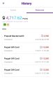 Mode Earn App redemption history