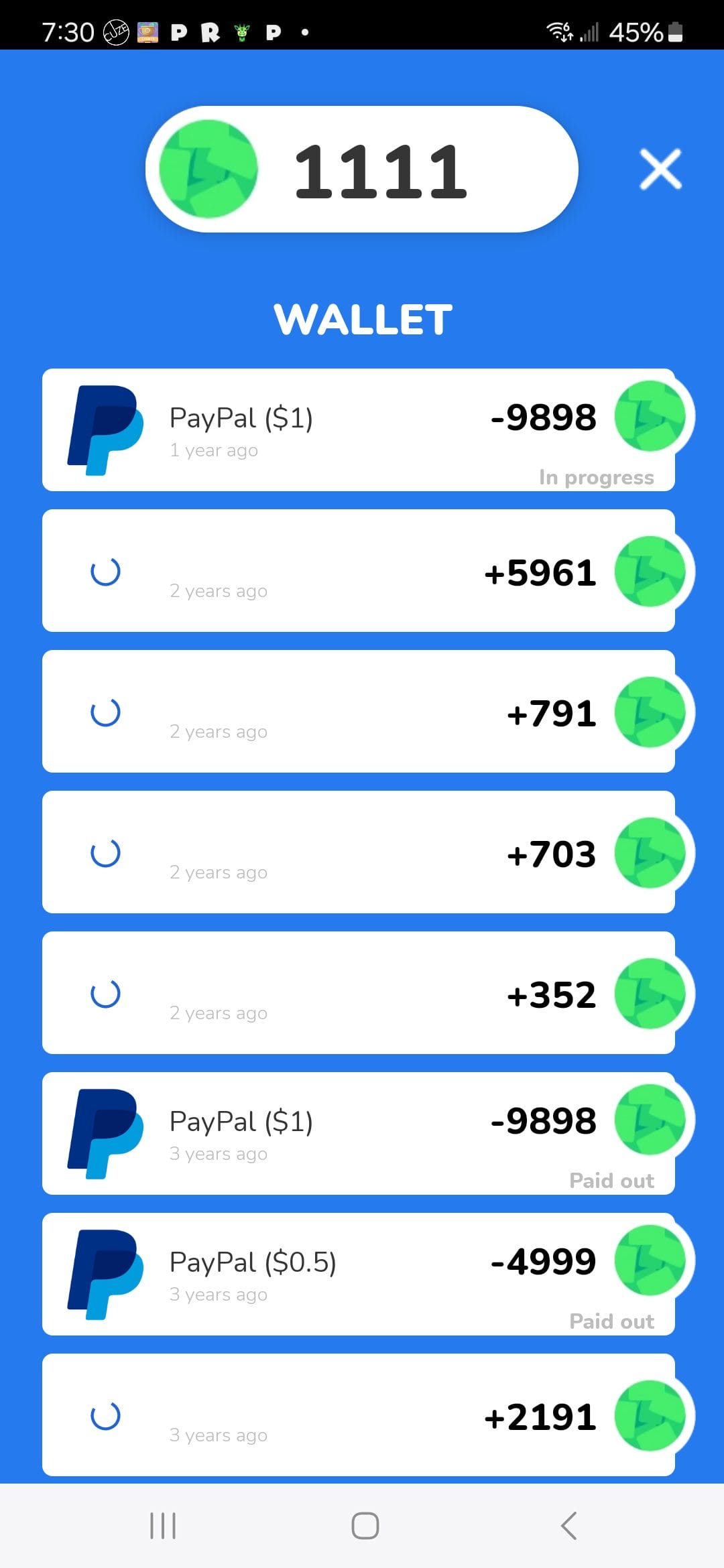 Money Well earning history