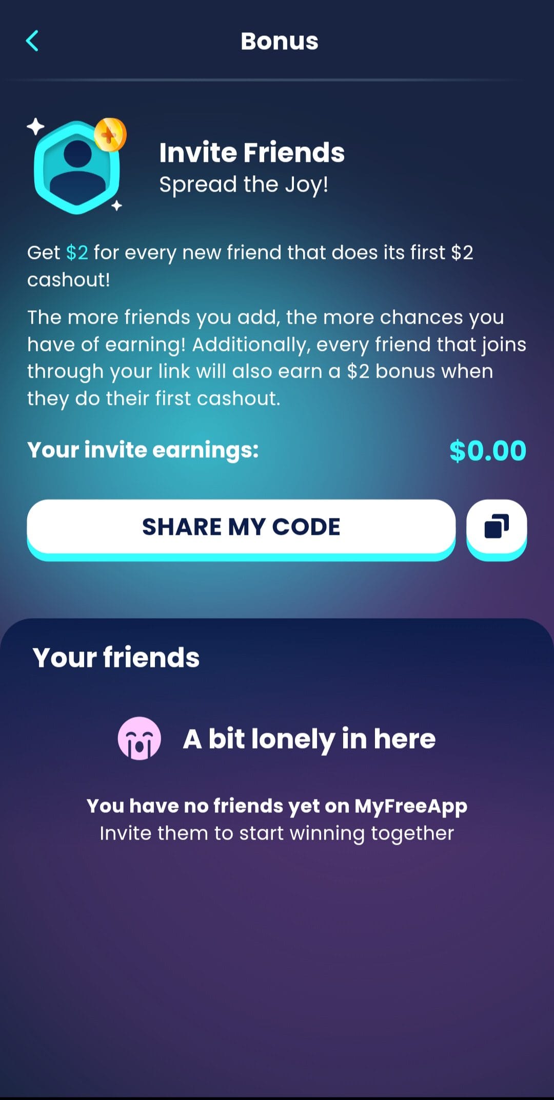 MyFreeApp referral code