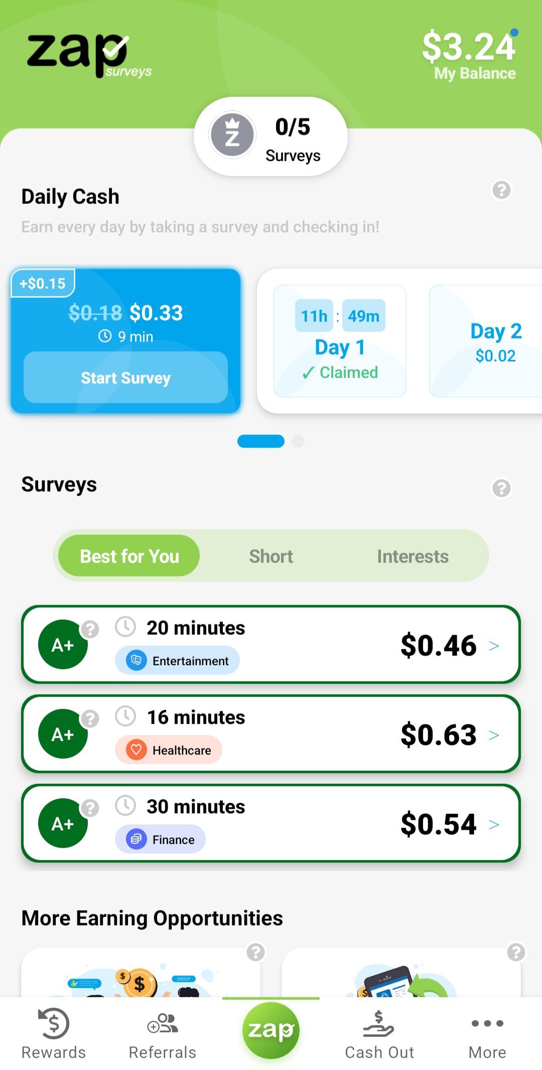 Zap Surveys earn from surveys