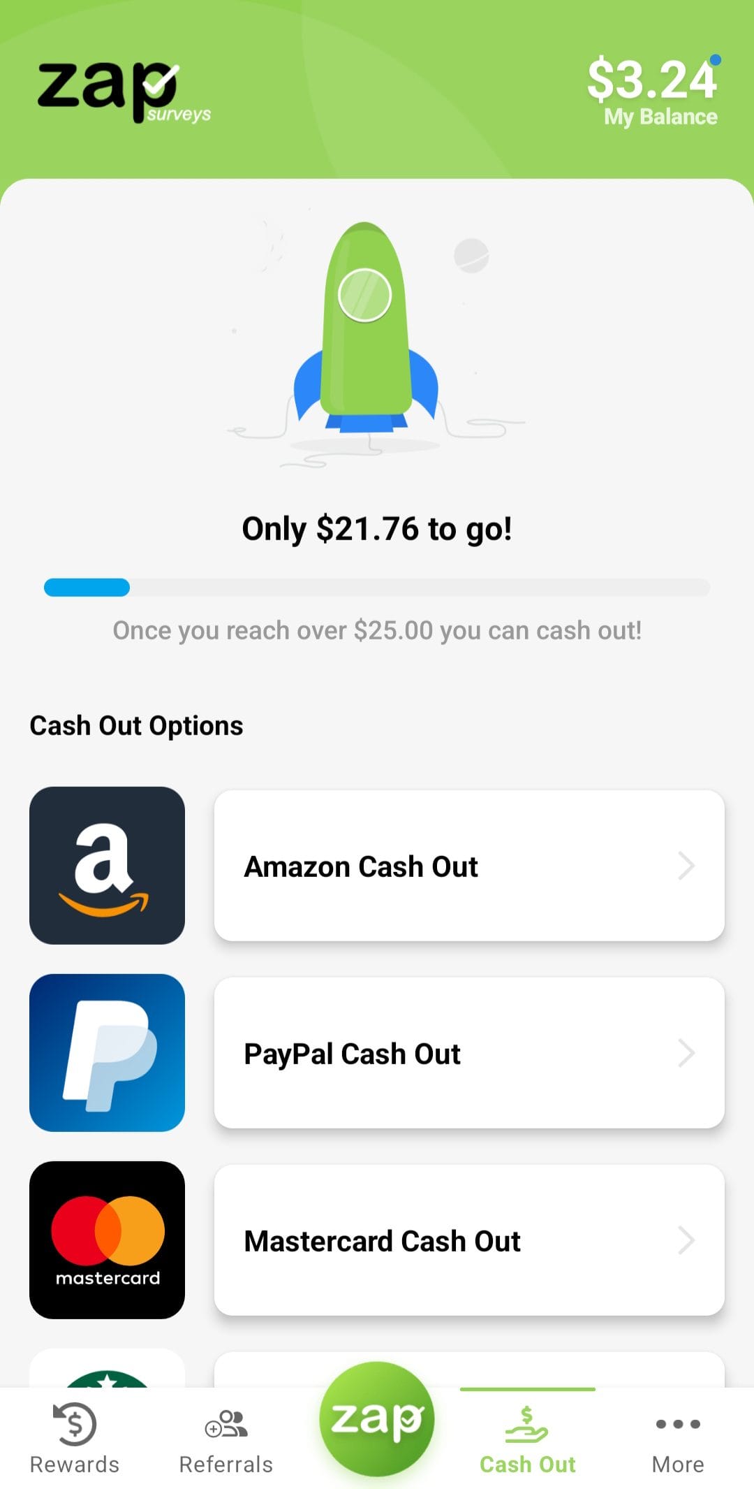 Zap Surveys cashout methods