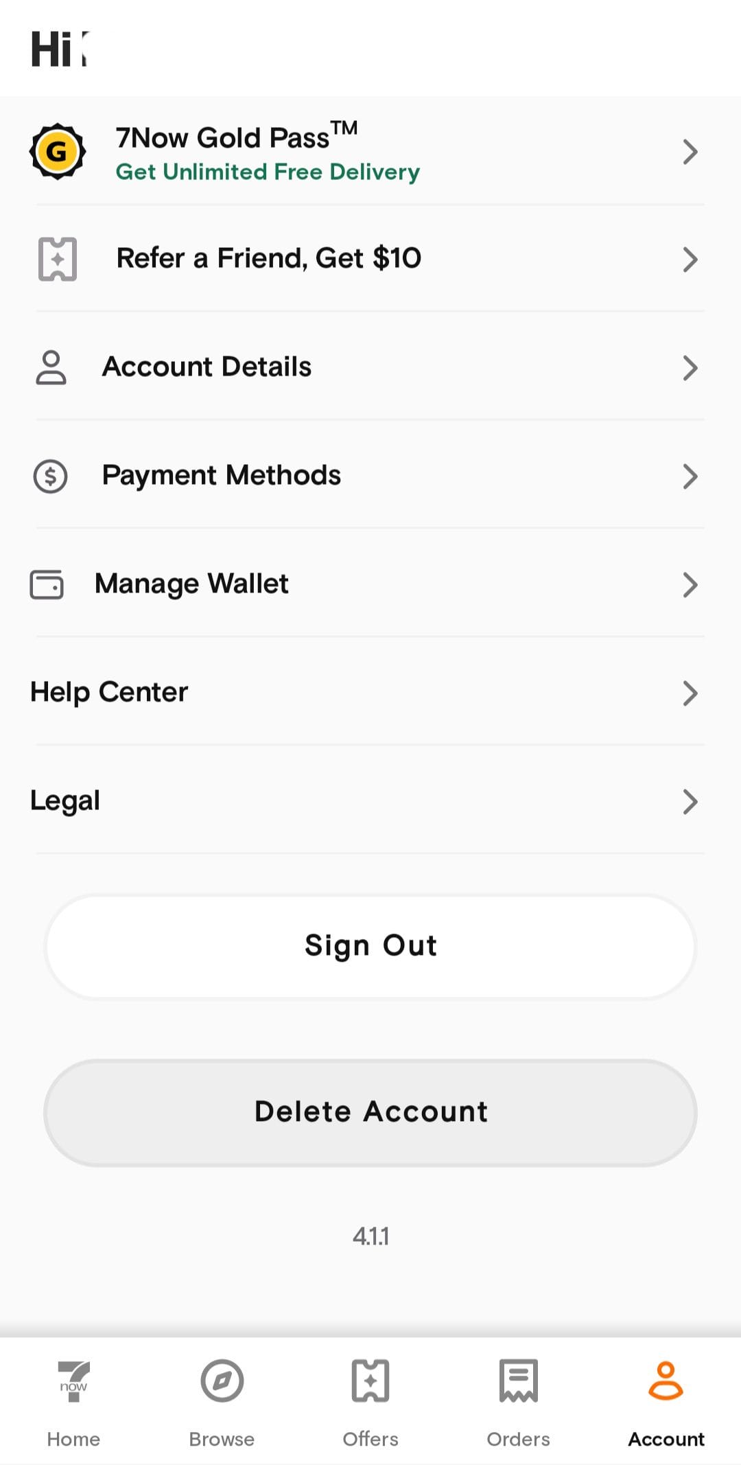 7NOW Profile Menu