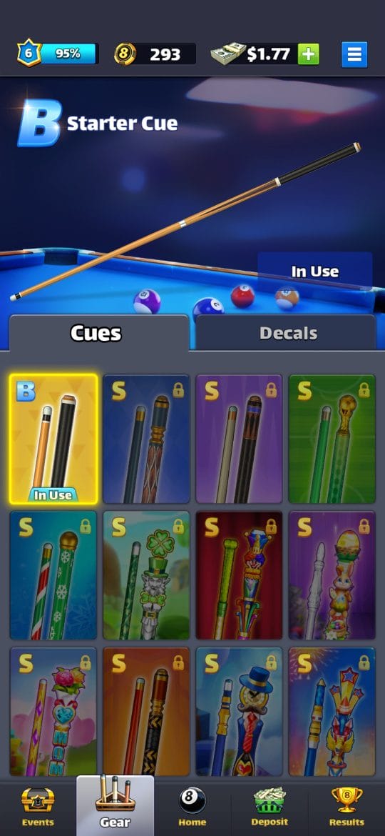 8 BALL STRIKE  choose pool sticks