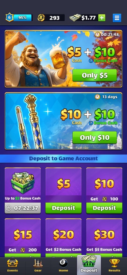 8 BALL STRIKE  make a deposit