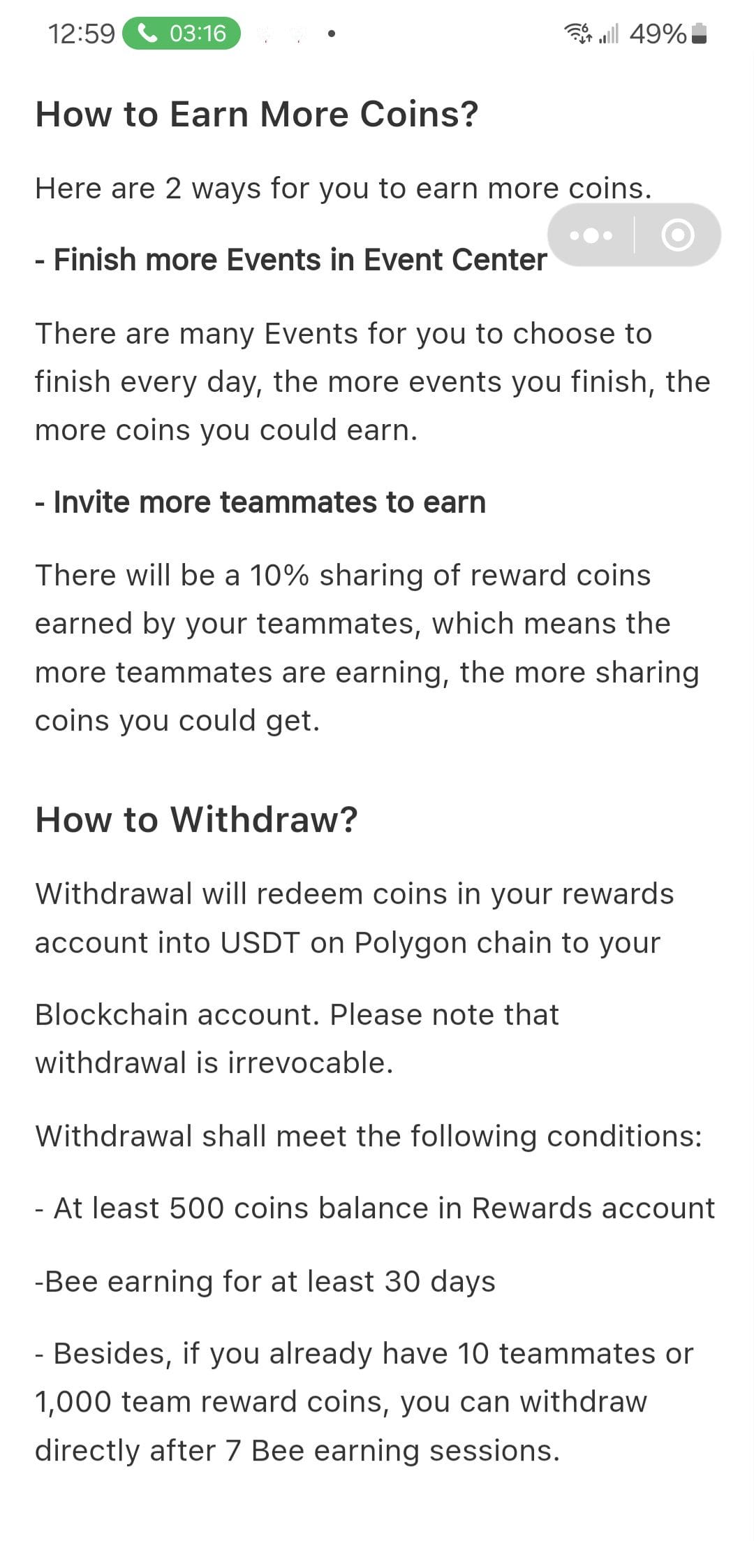 Bee Network how to withdraw