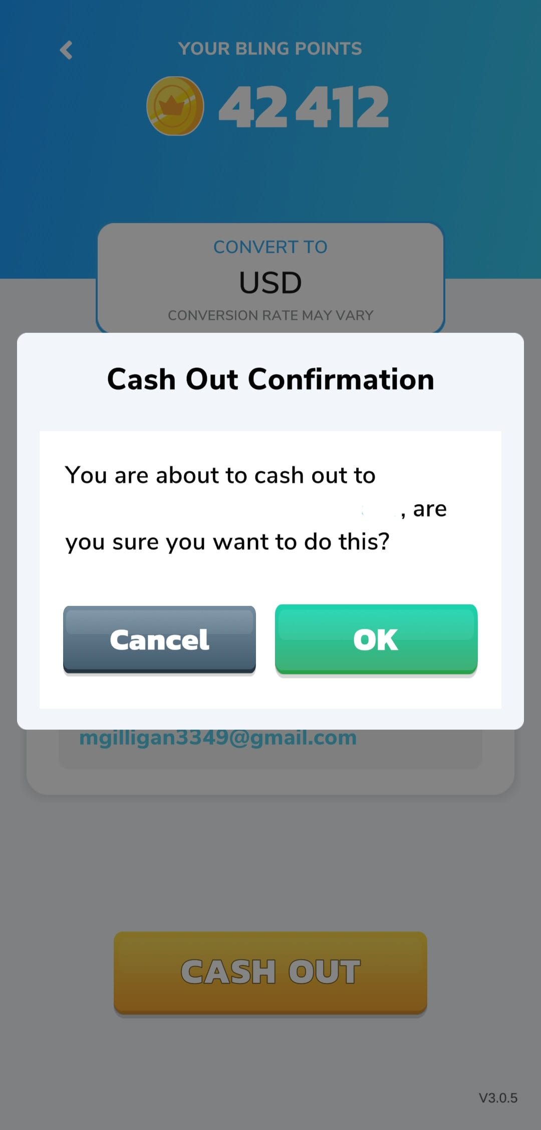 Bitcoin Blast cashout confirmation