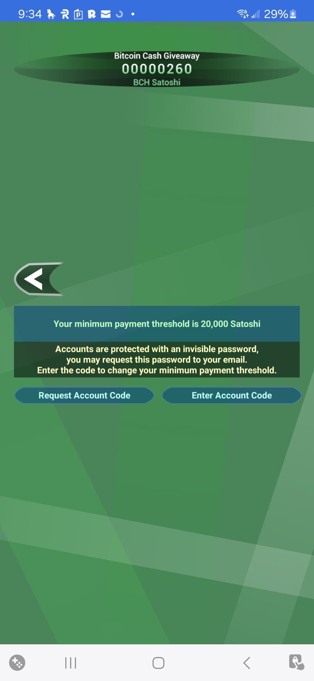 Bitcoin Cash Giveaway minimum cashout