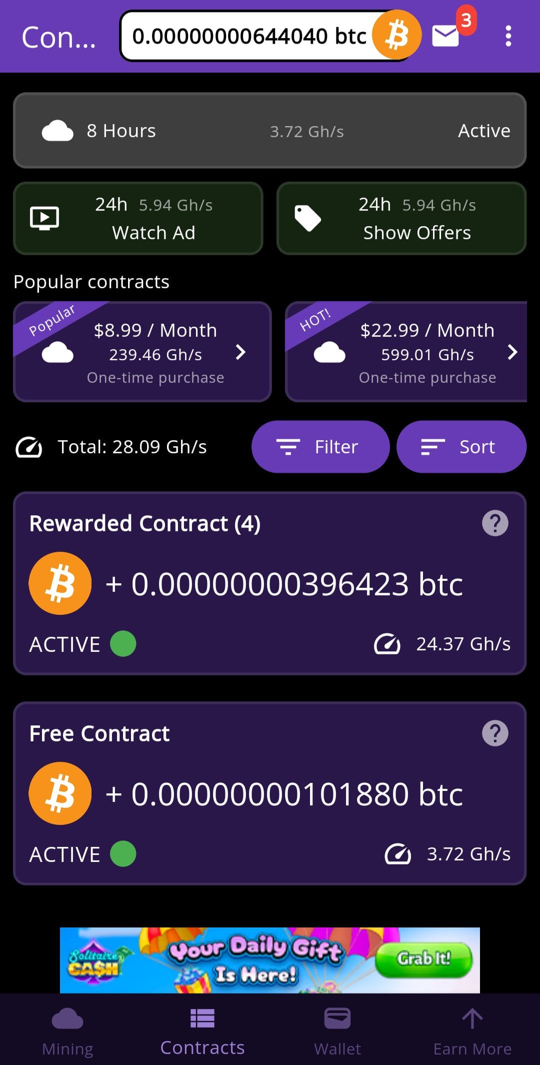 Bitcoin Mining (Crypto Miner) accept contracts