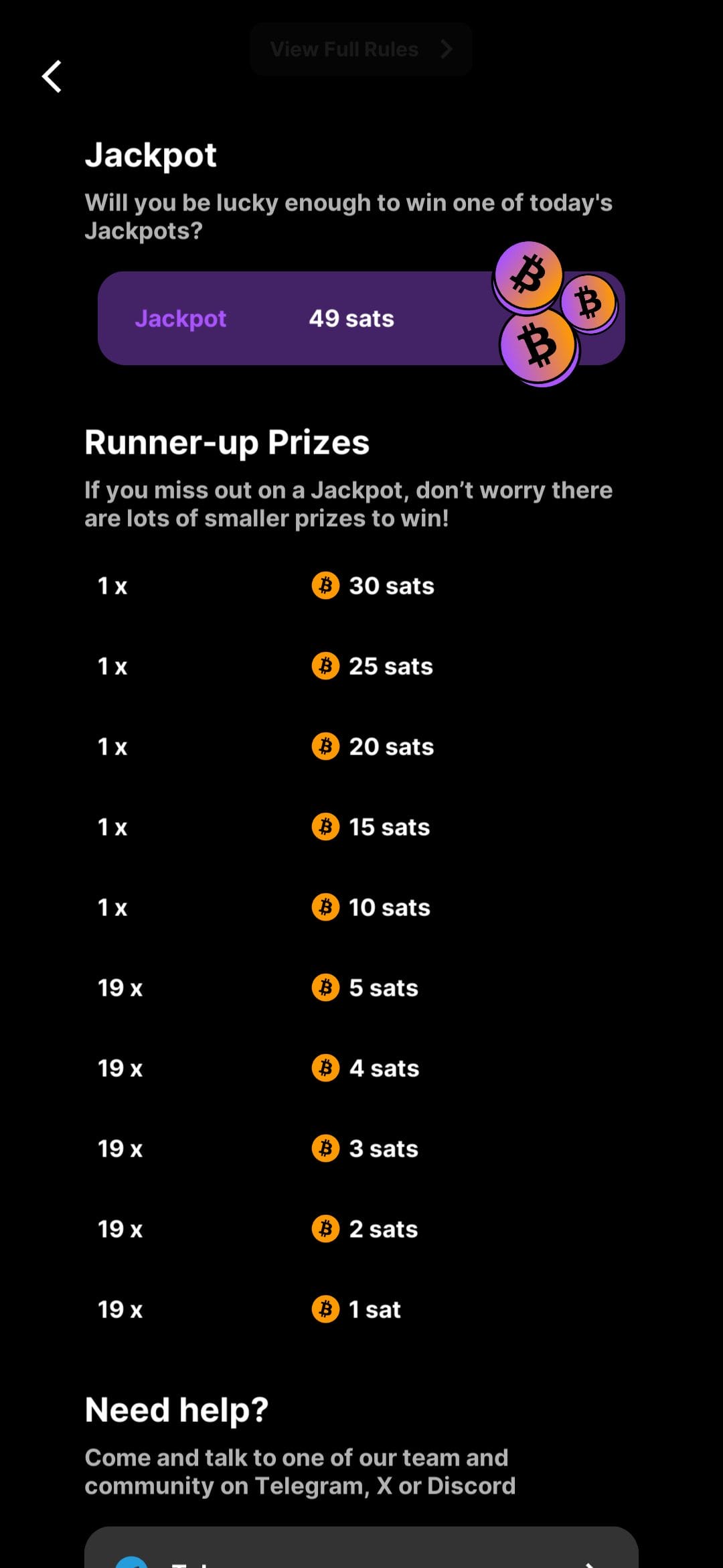 Bitcoin Snake runner-up prizes