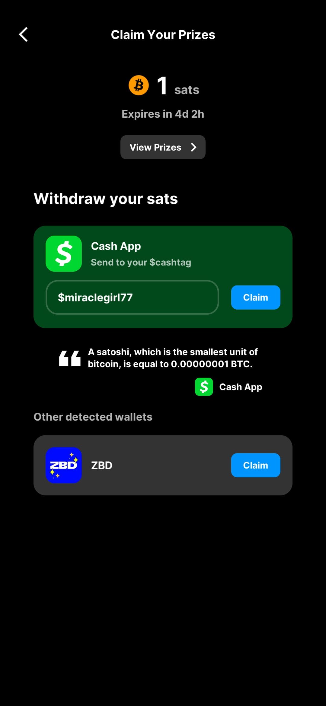 Bitcoin Snake cashout options