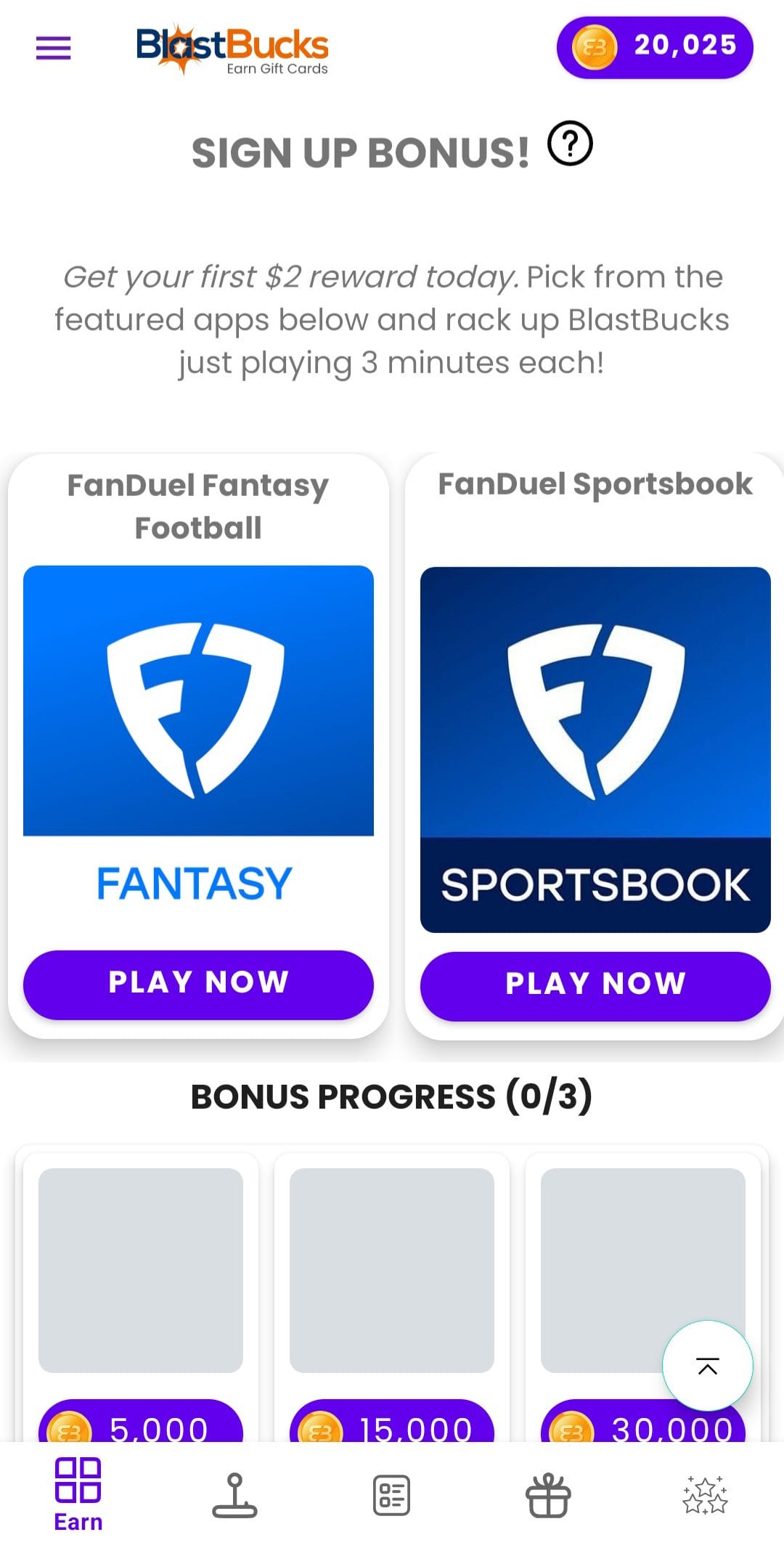 BlastBucks earn rewards