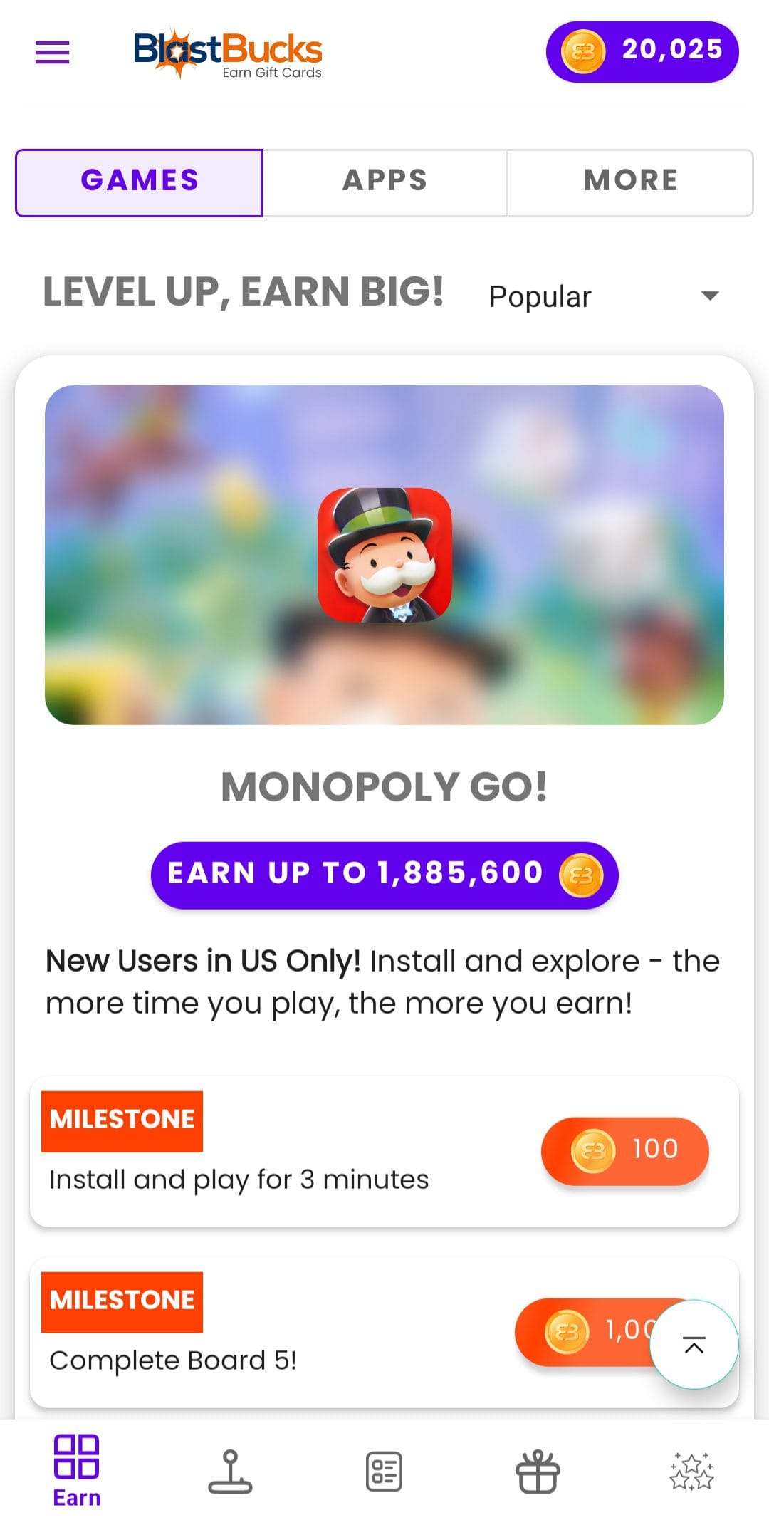 BlastBucks play games