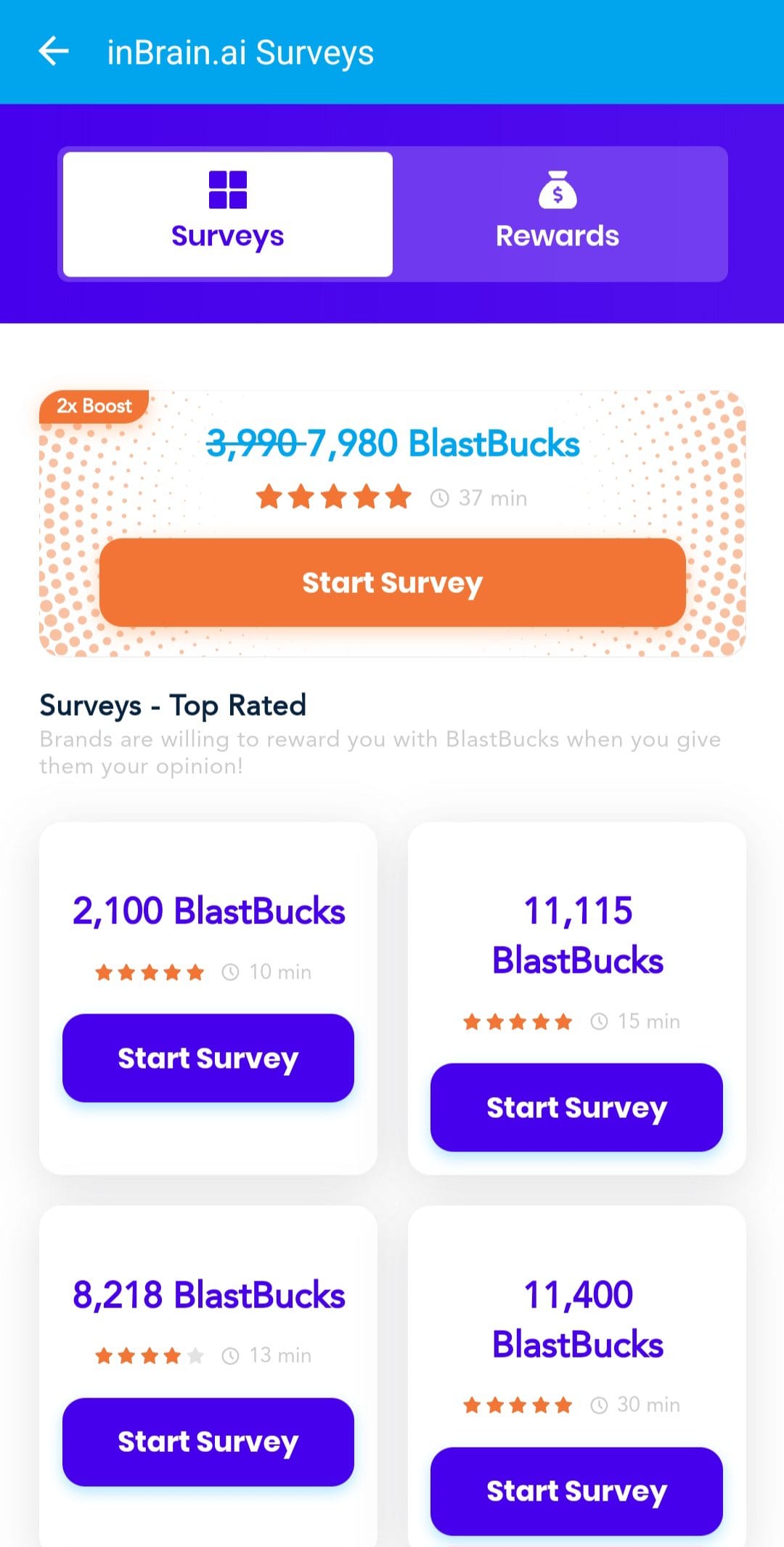 BlastBucks inBrain.ai surveys