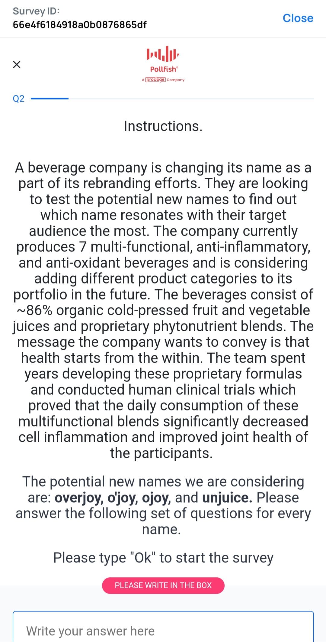BrandBee survey questions