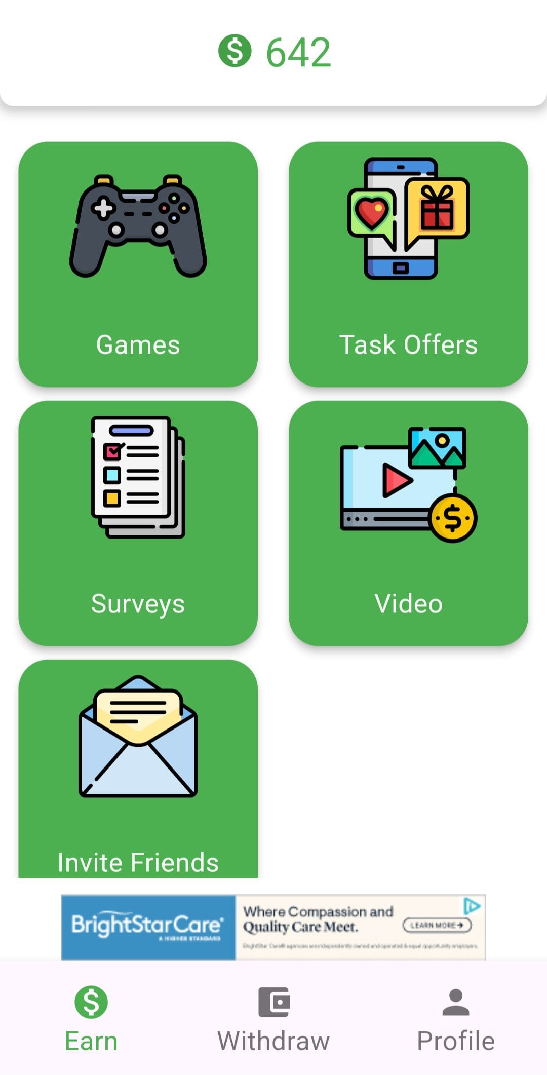Cashing earn rewards