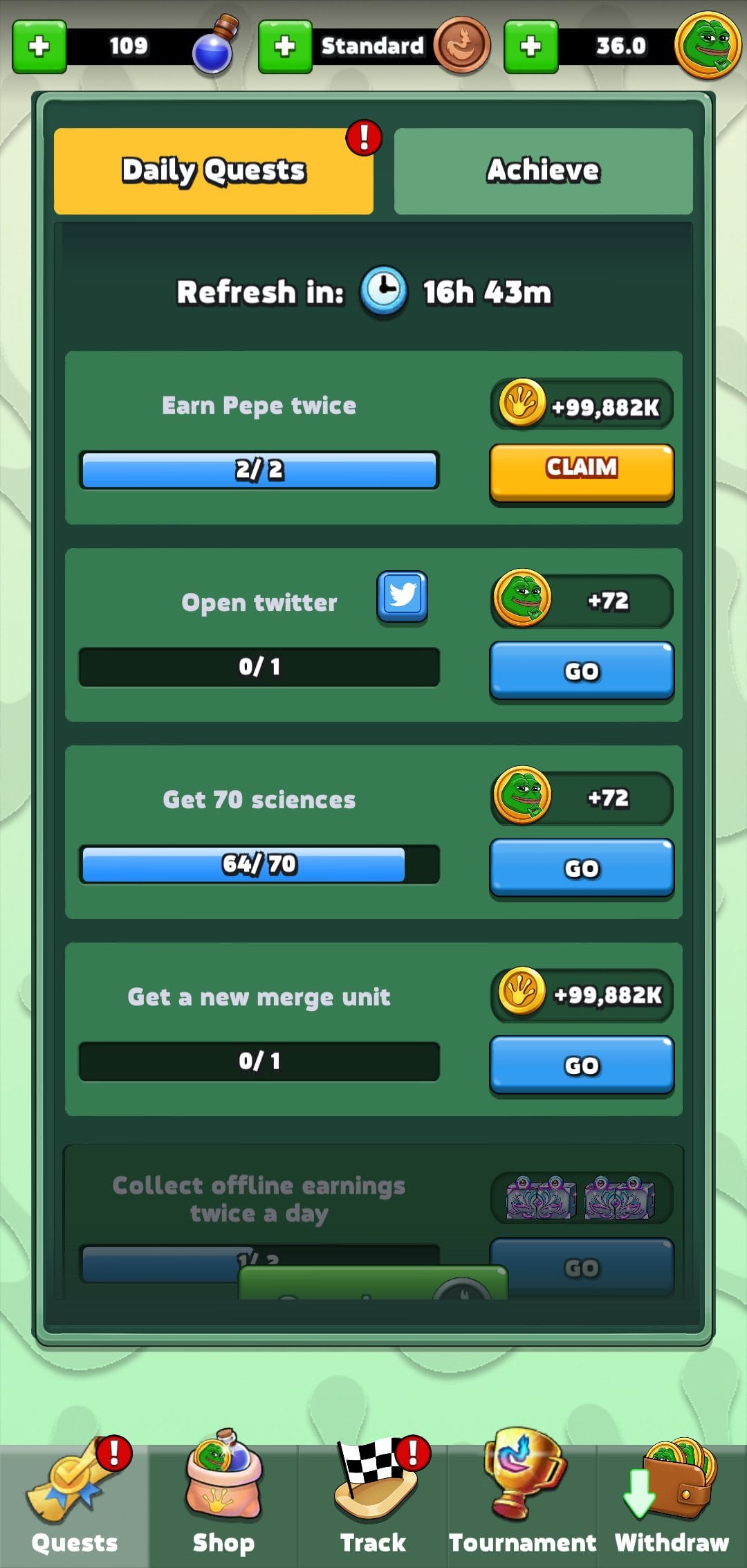 Crypto PEPE daily quests