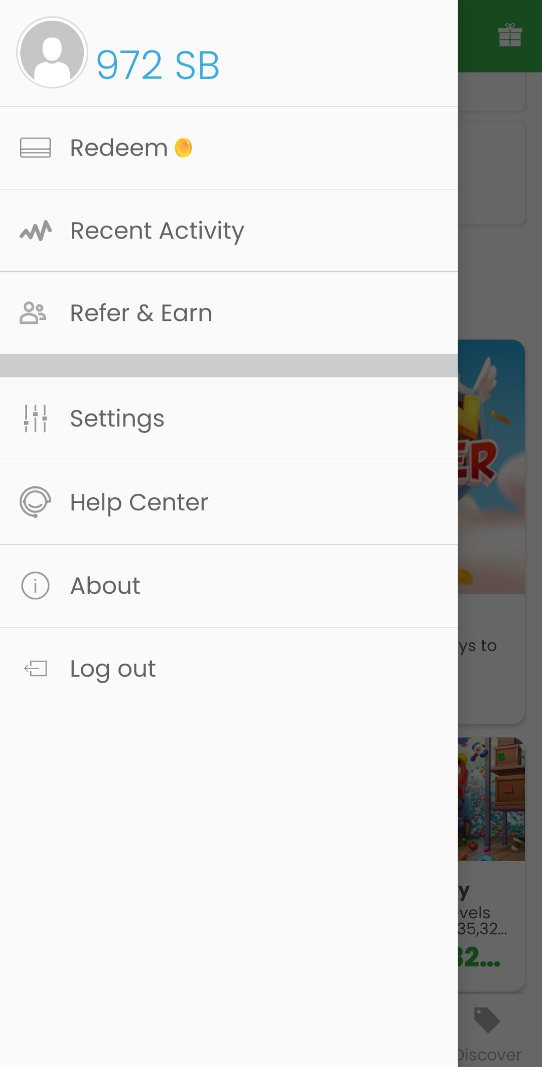 Easy Bucks profile menu