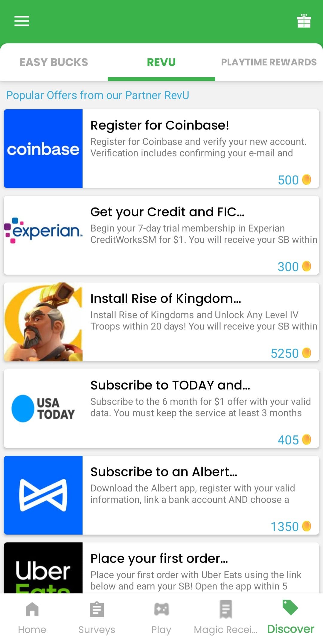 Easy Bucks RevU Offers