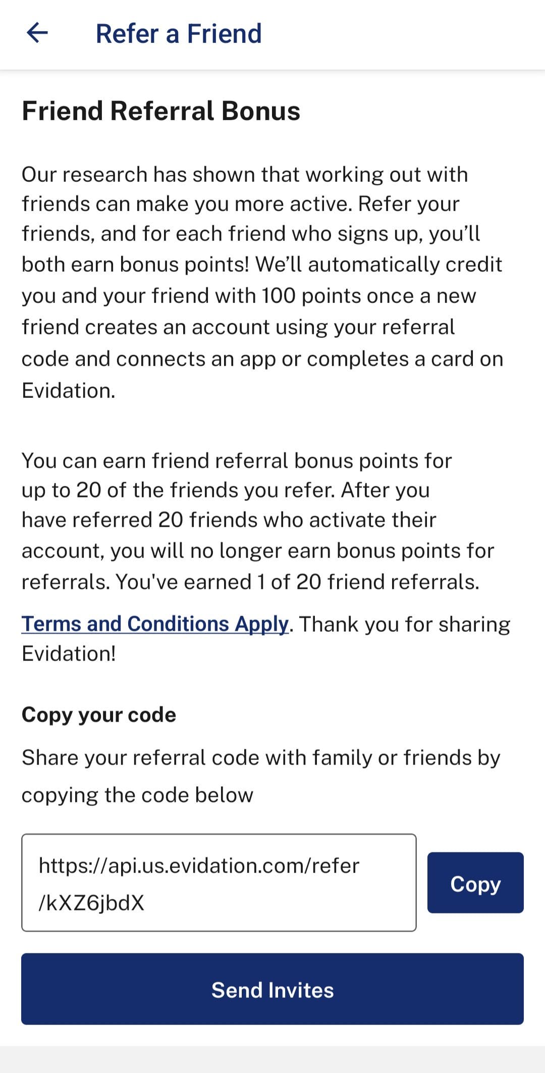 Evidation referral code