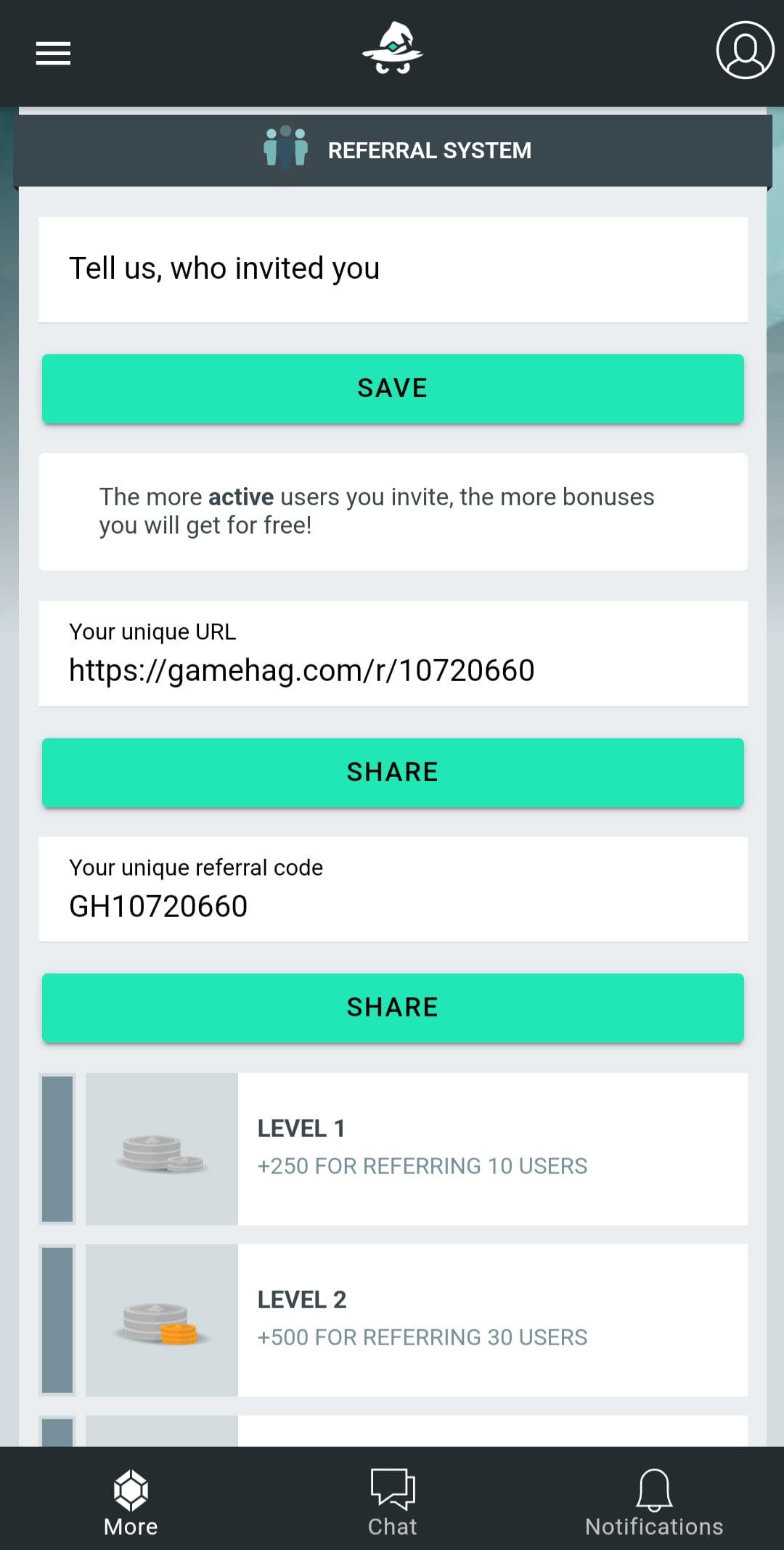Gamehag referral code
