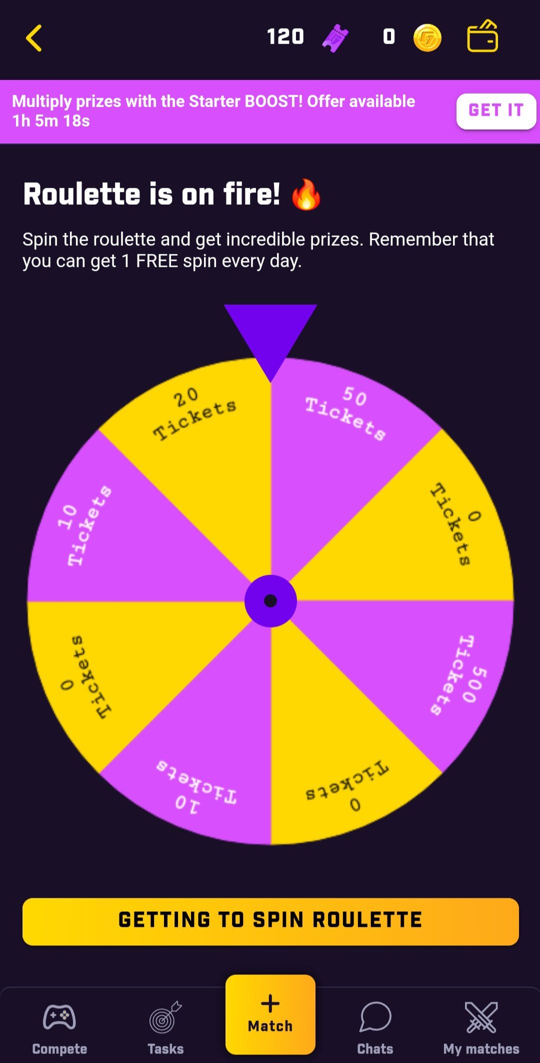 Gamersfy spin the roulette wheel