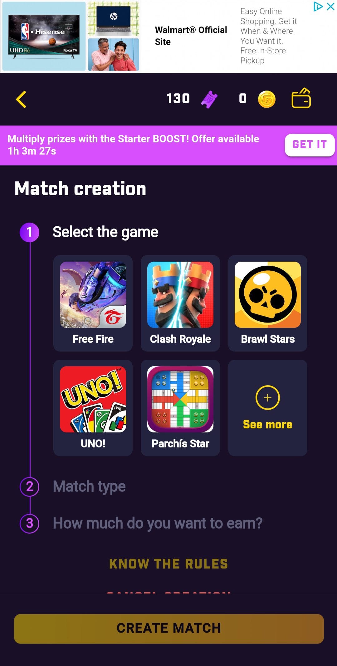 Gamersfy create a match