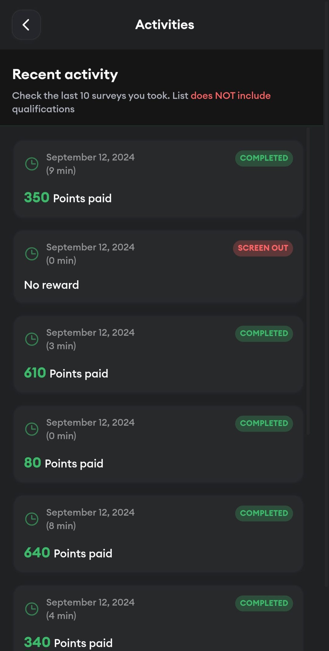 Hey Cash completed surveys