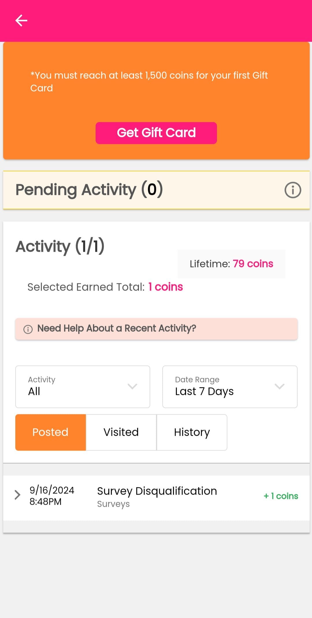 Poll Pay earning activity