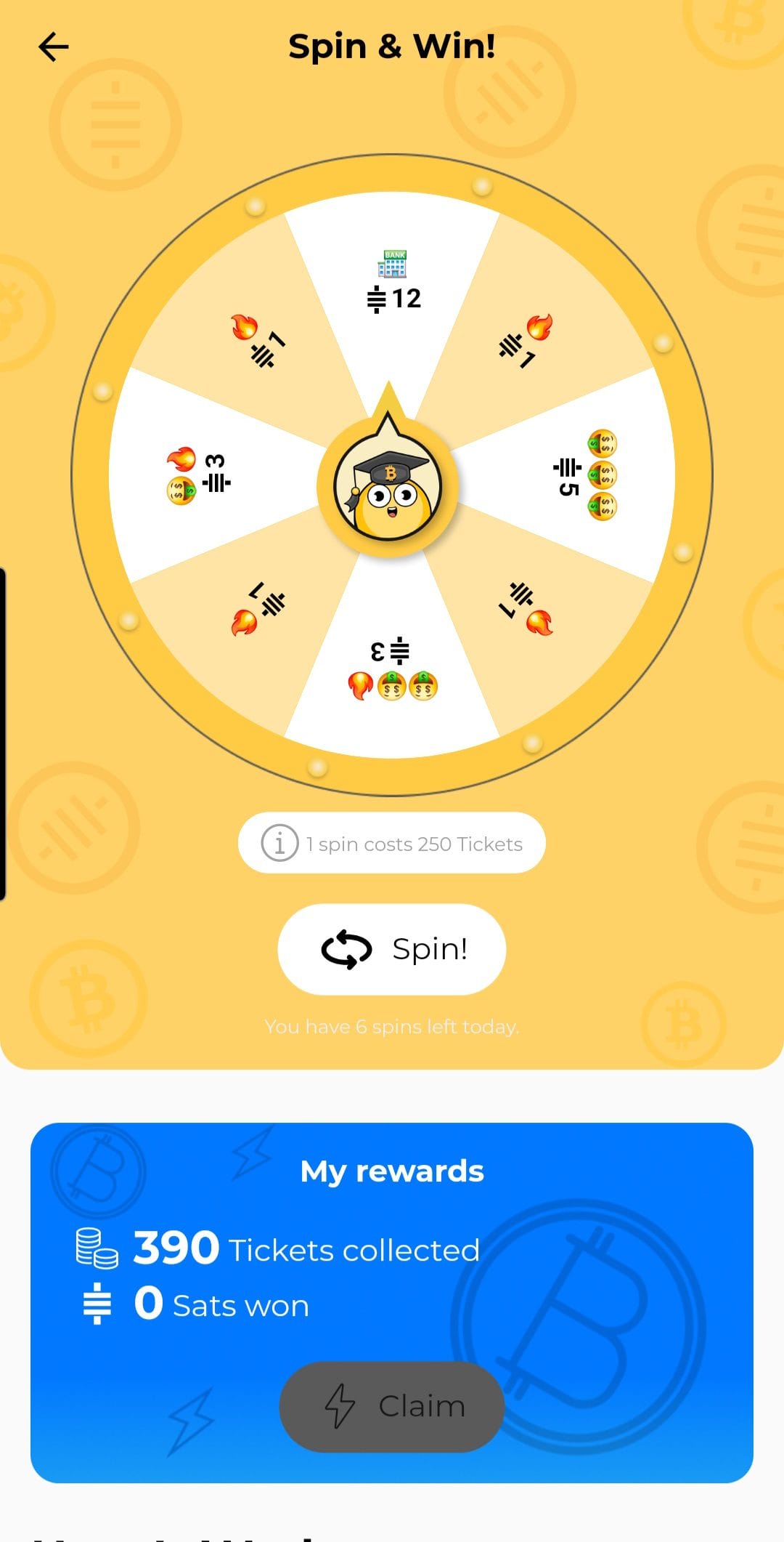 Simple Bitcoin spin and win