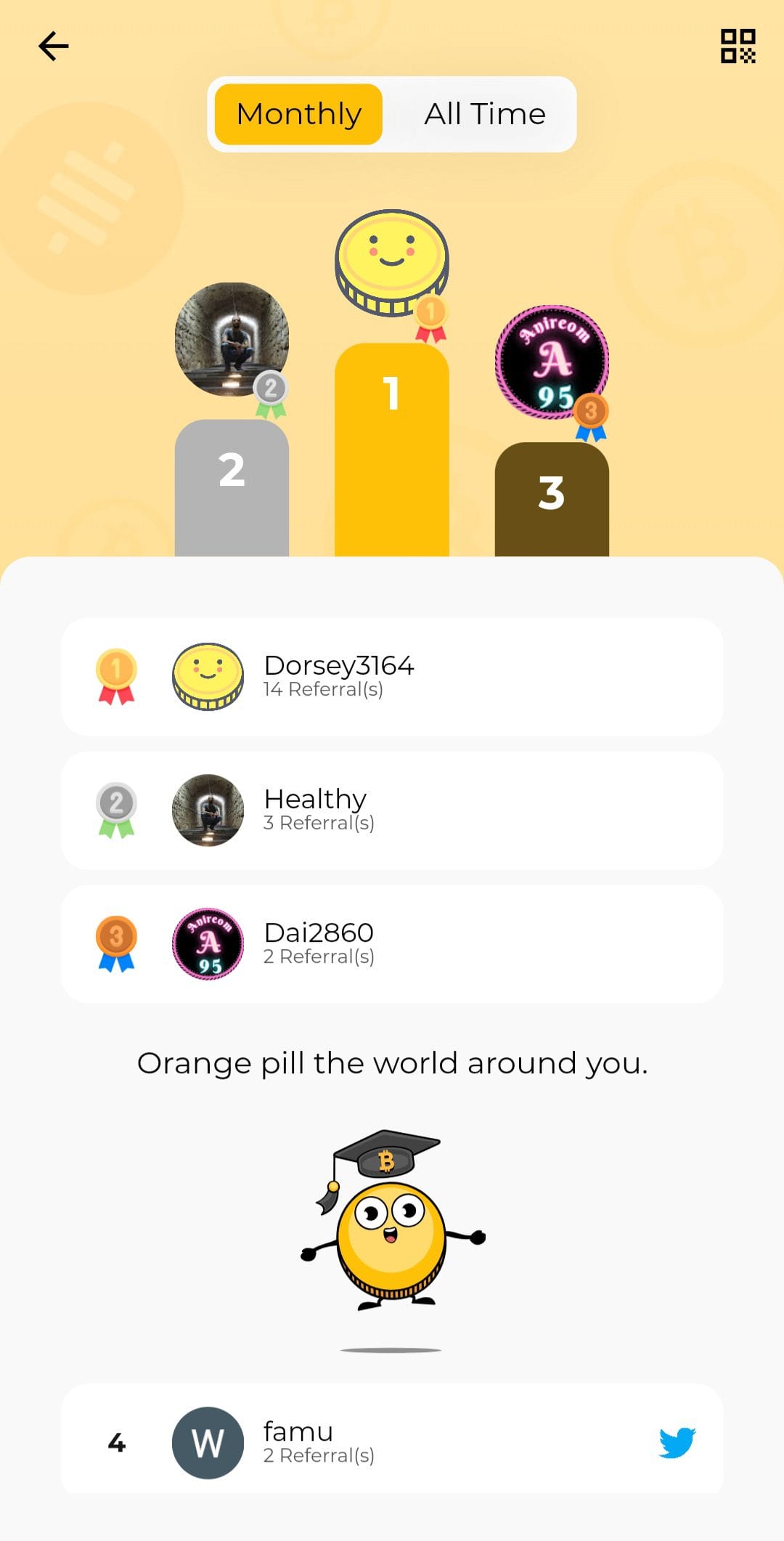 Simple Bitcoin leaderboard