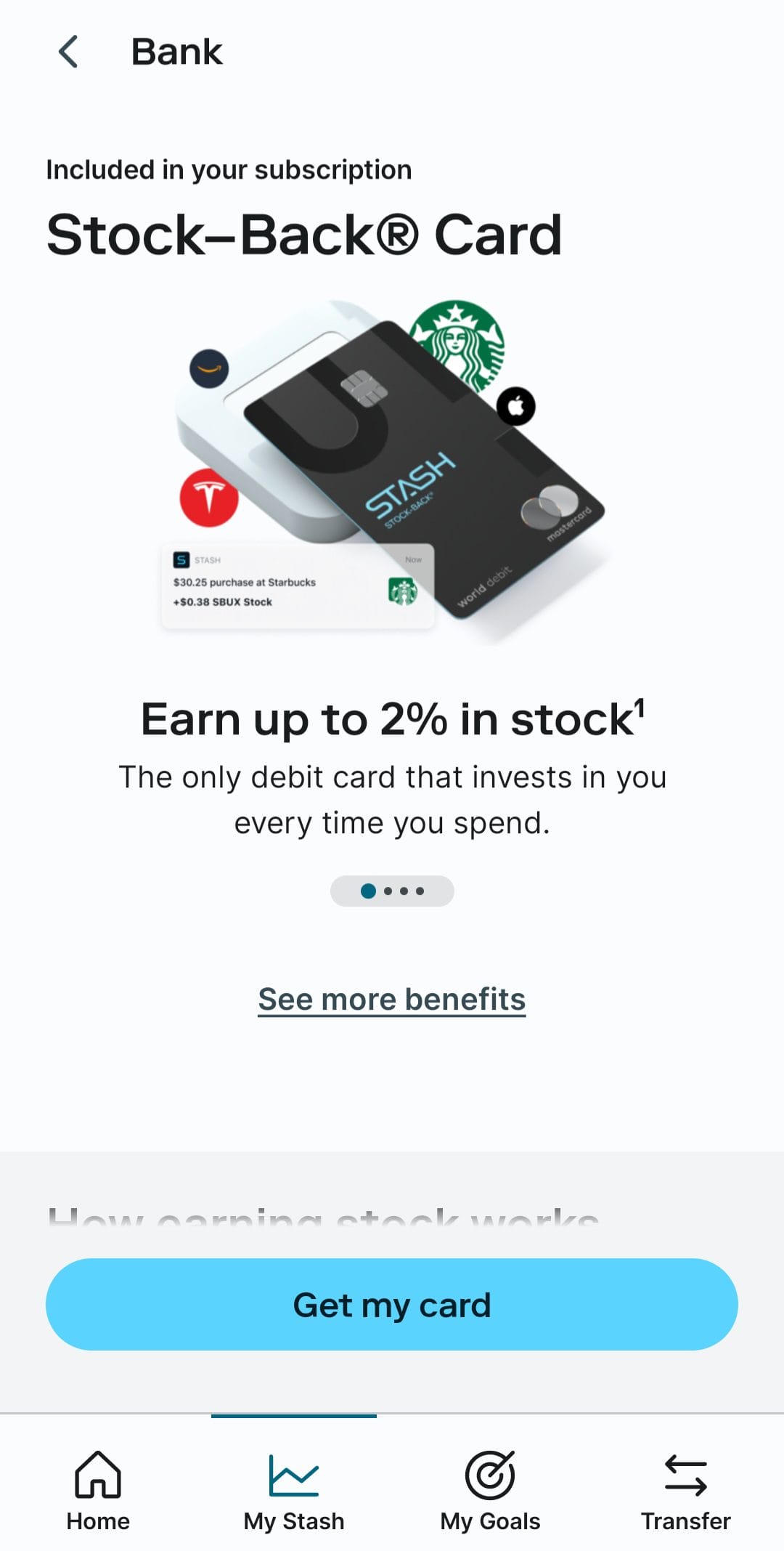 Stash stock-back card