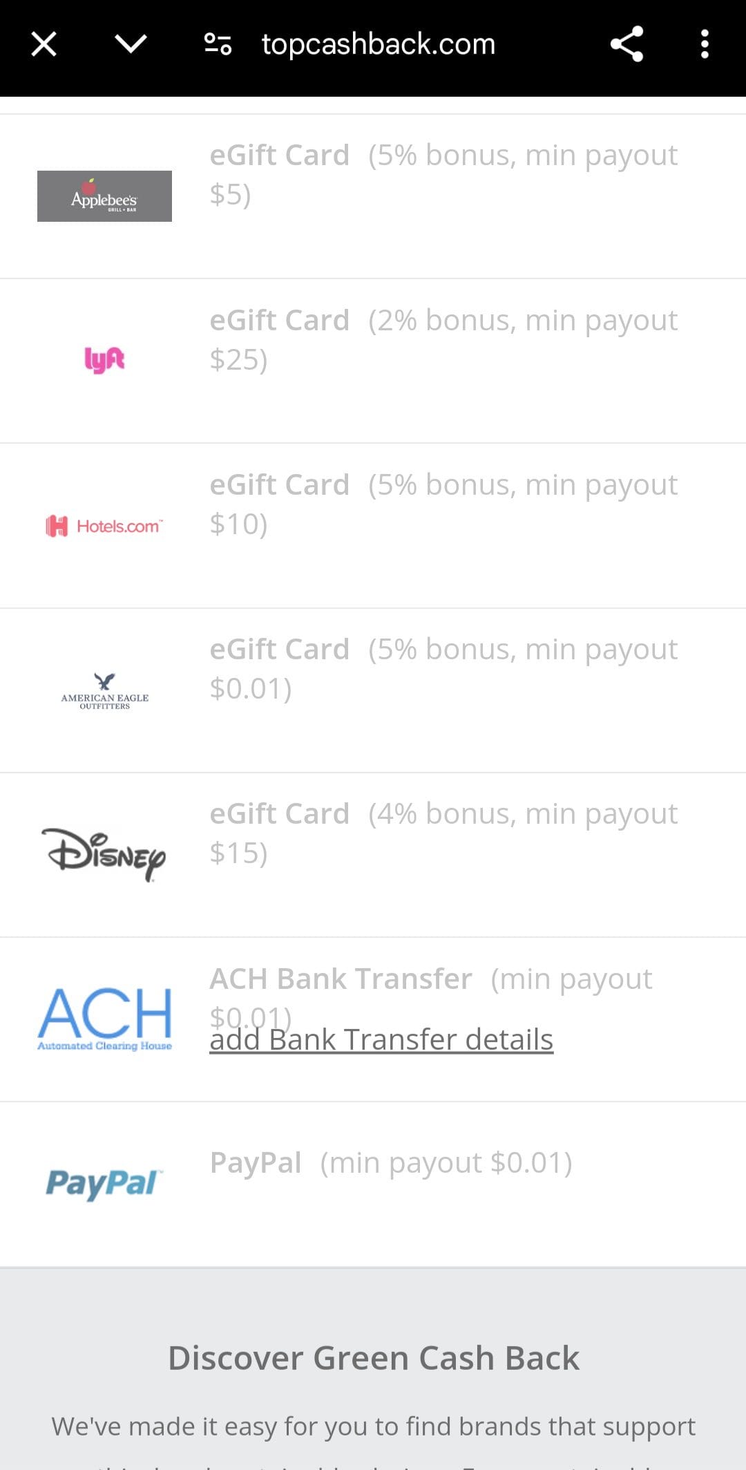 TopCashback paypal