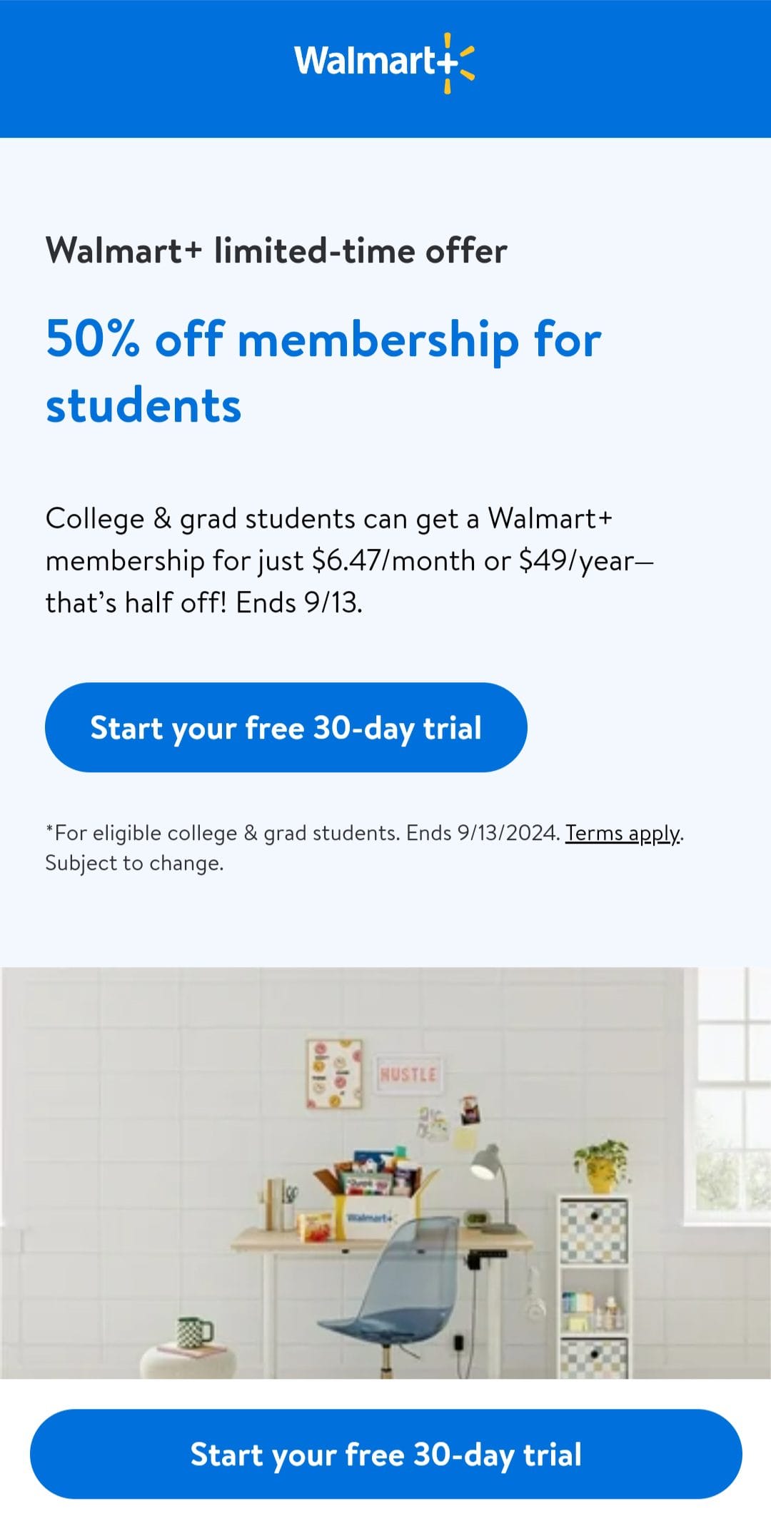 Walmart+ student discount
