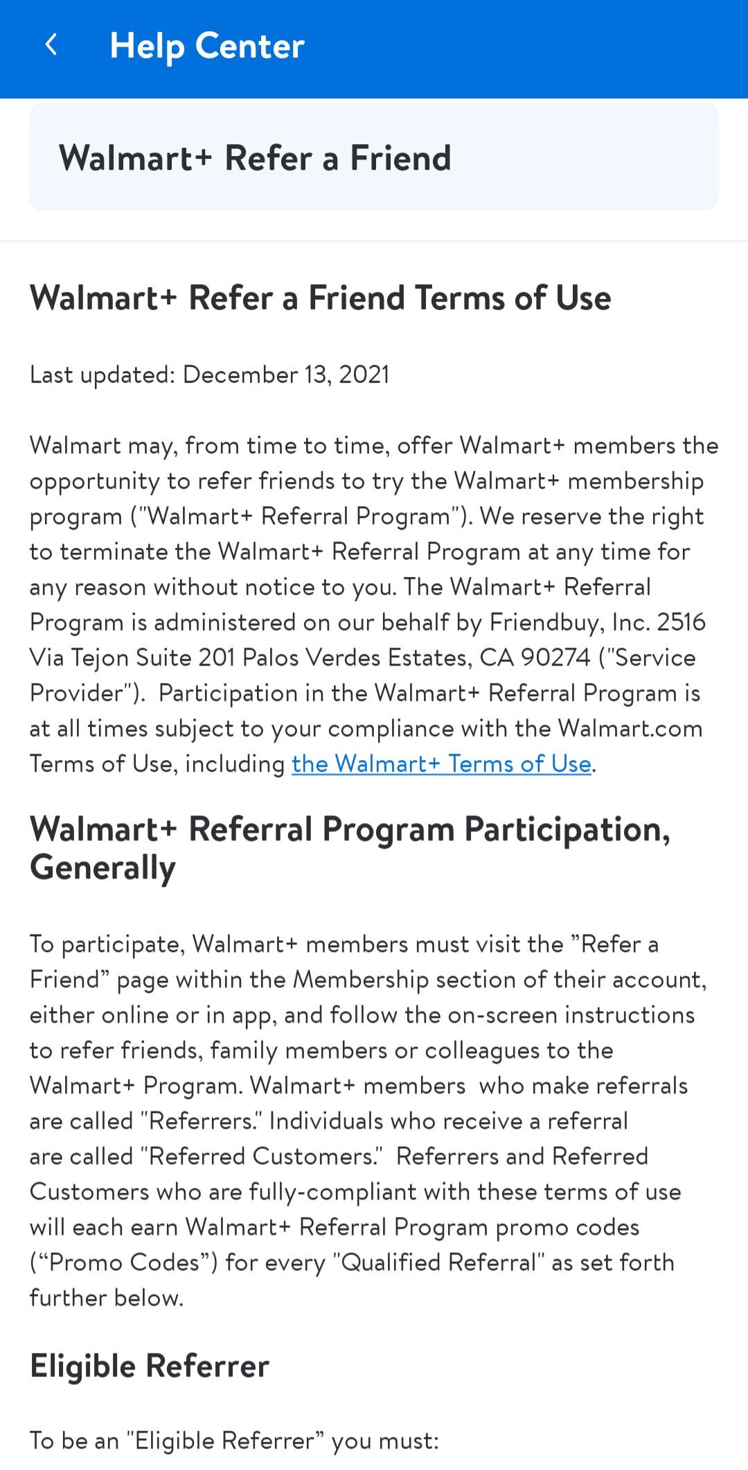 Walmart+ referral program
