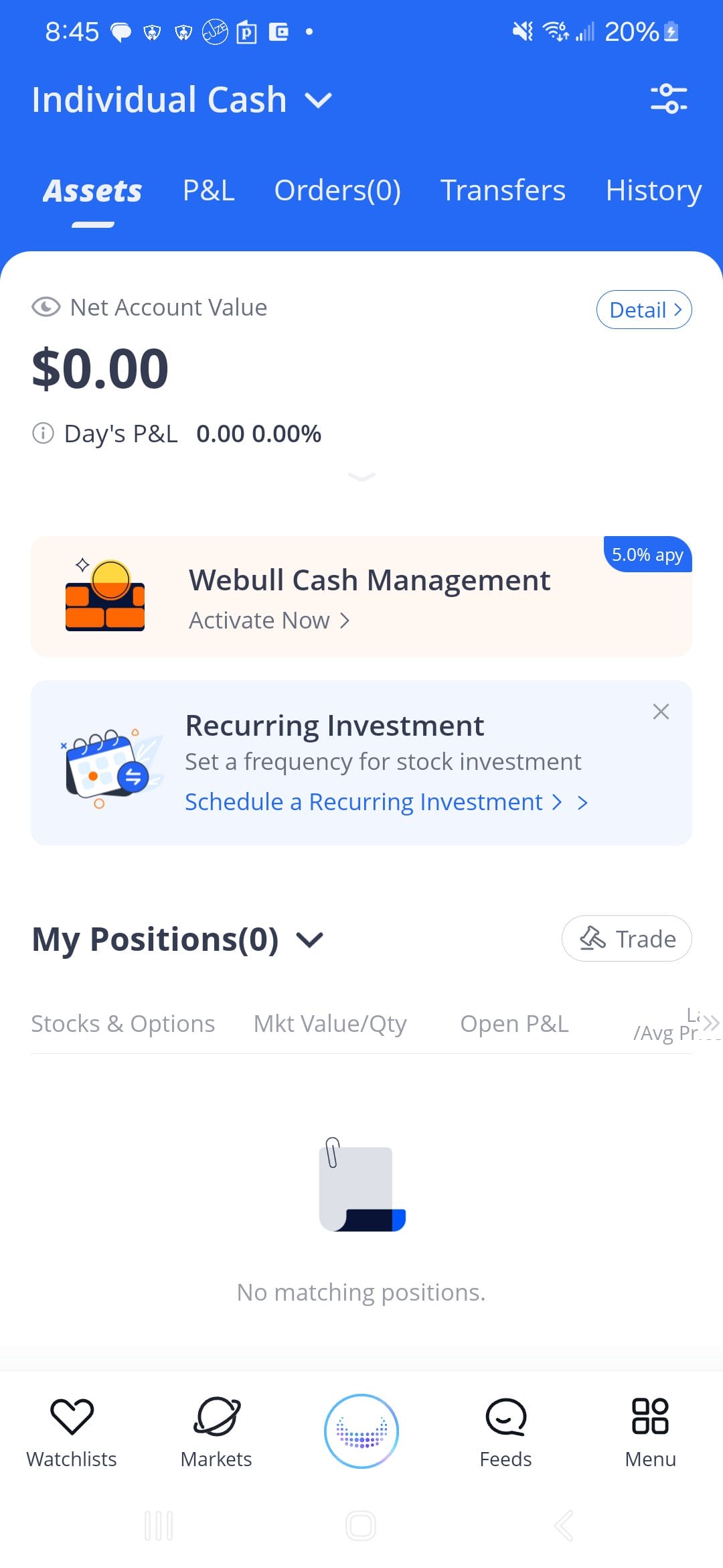 Webull individual cash