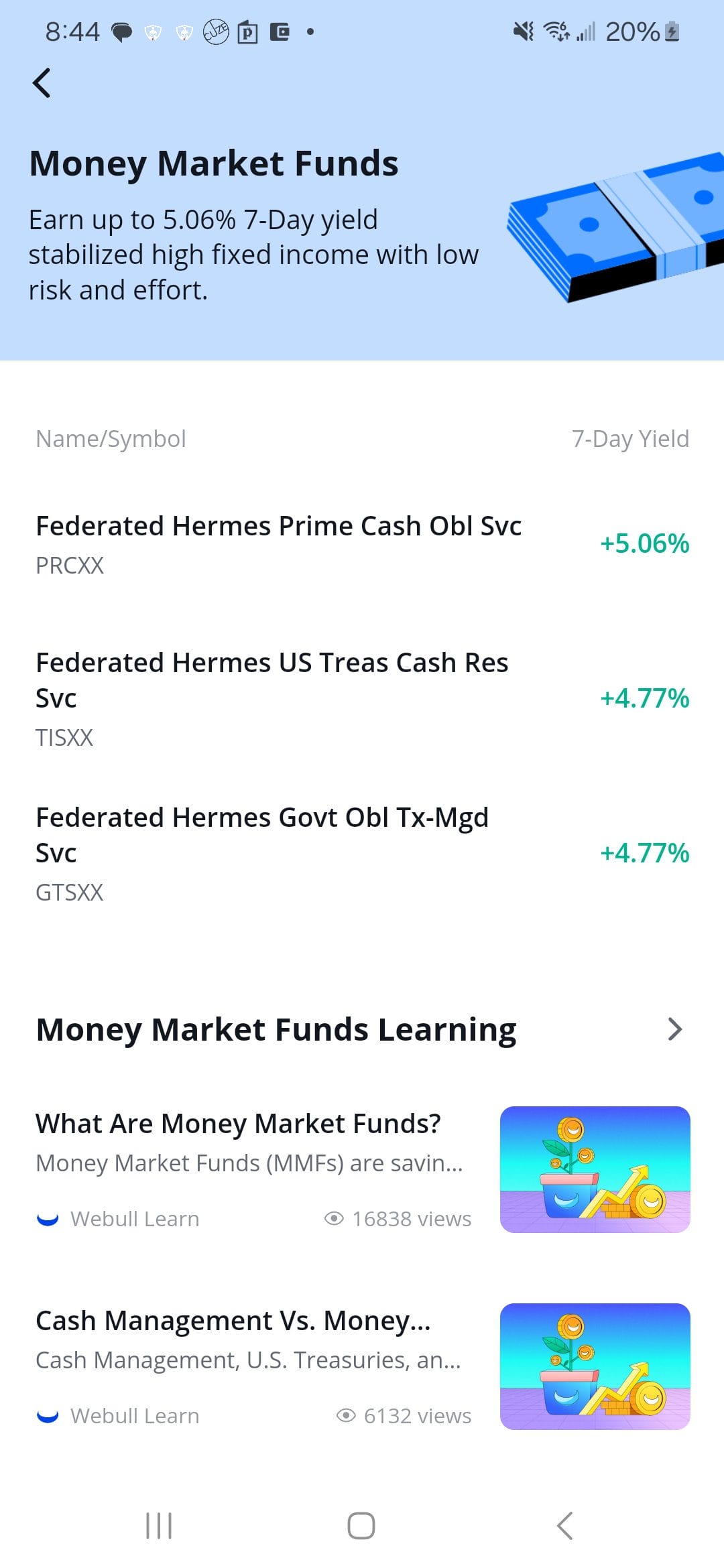 Webull money market