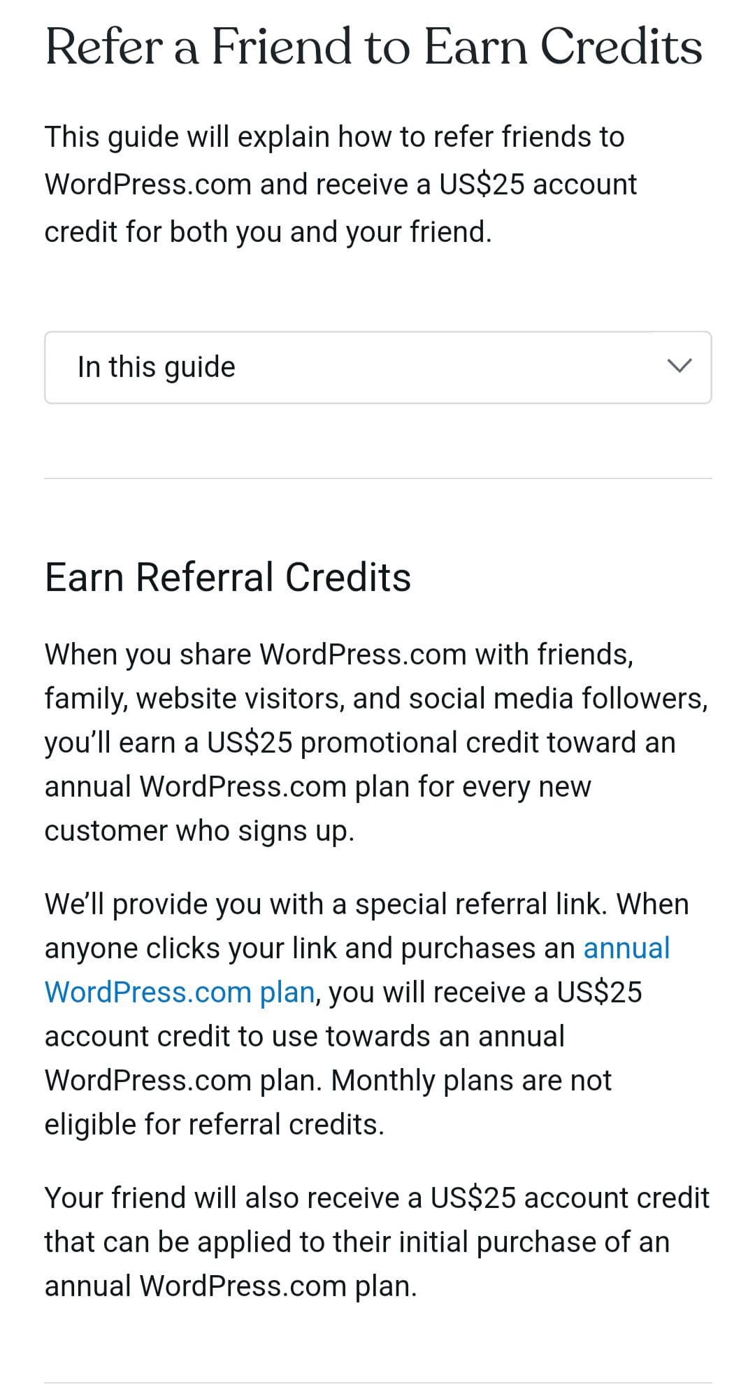 WordPress earn referral credit
