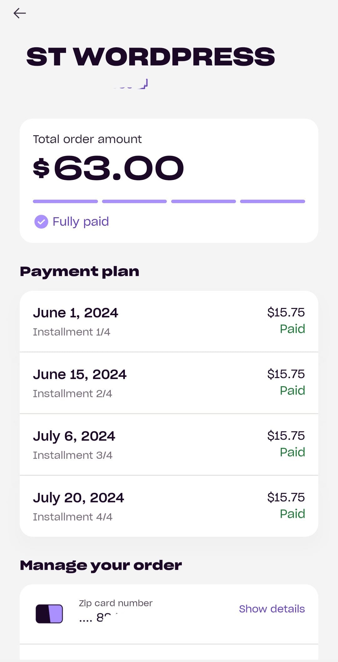 Zip payment plans