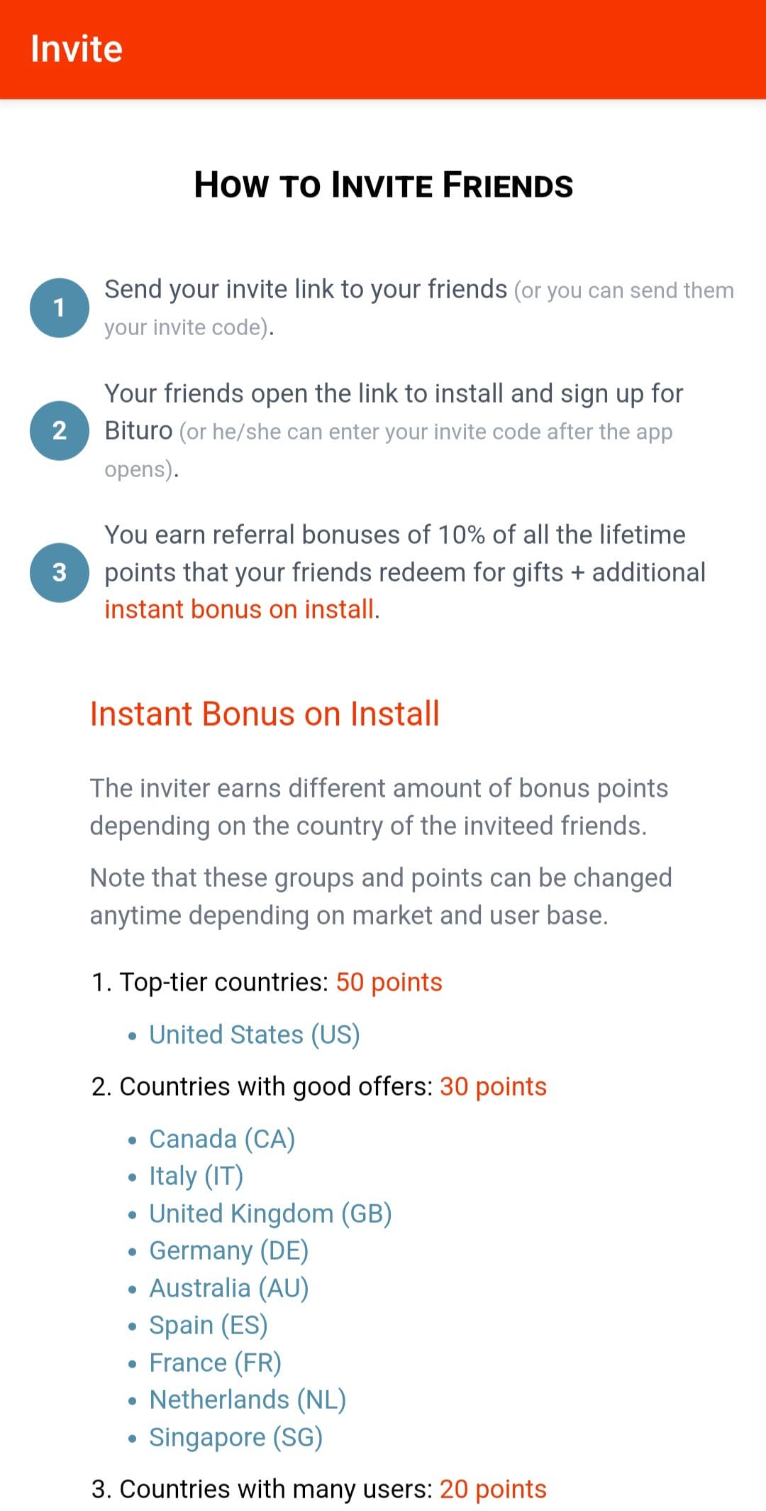bituro invite friends