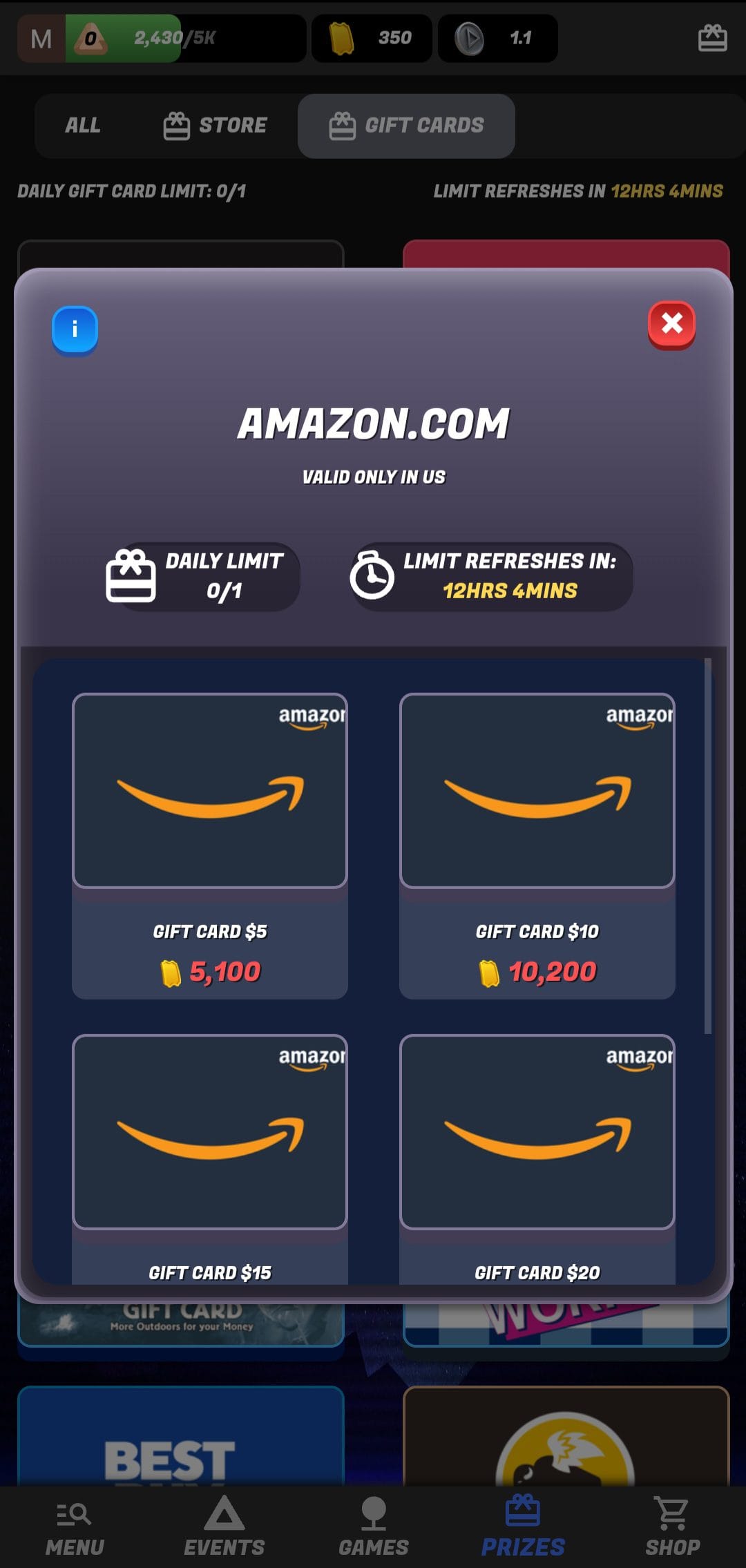 Arcade Online Amazon Gift Card