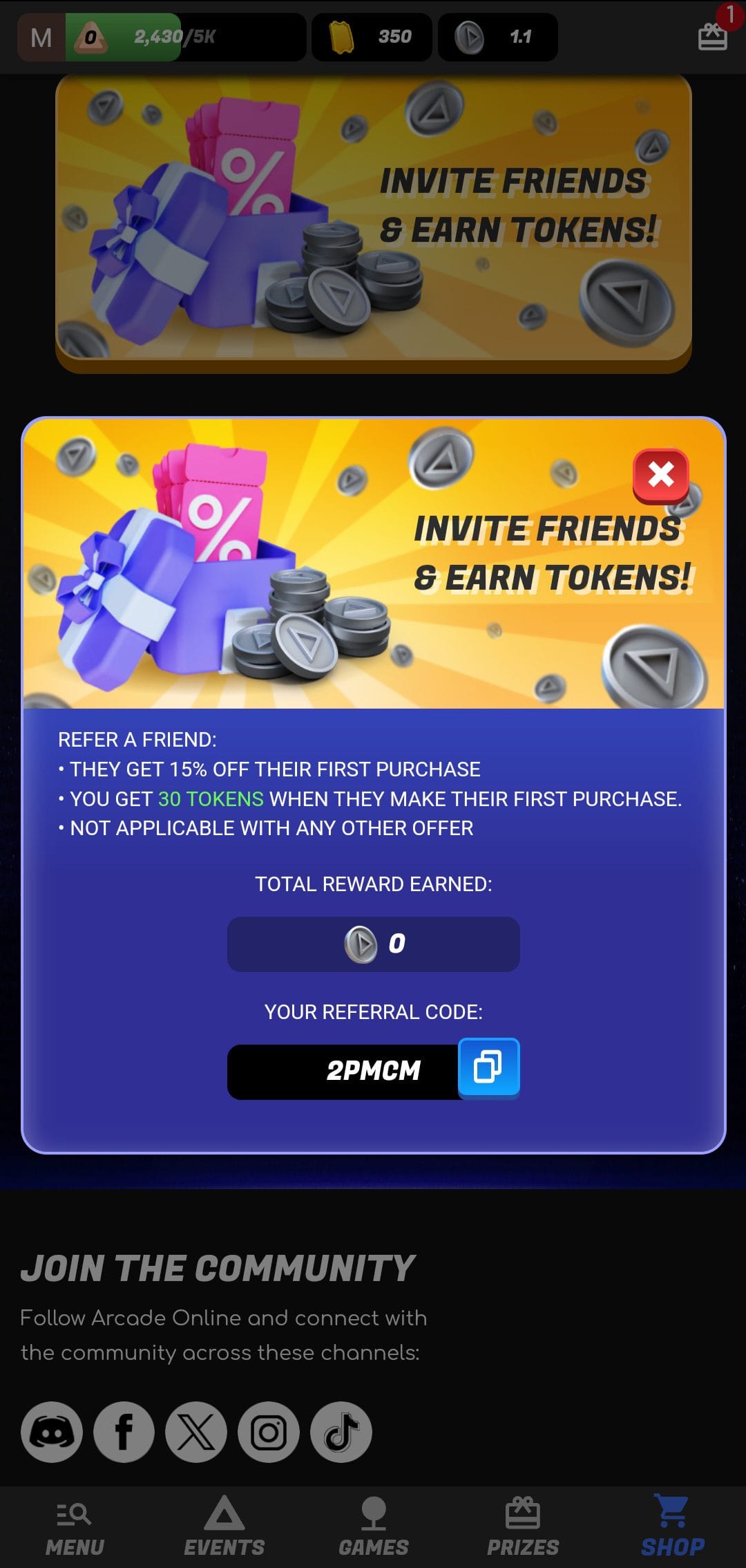 Arcade Online Referral Code