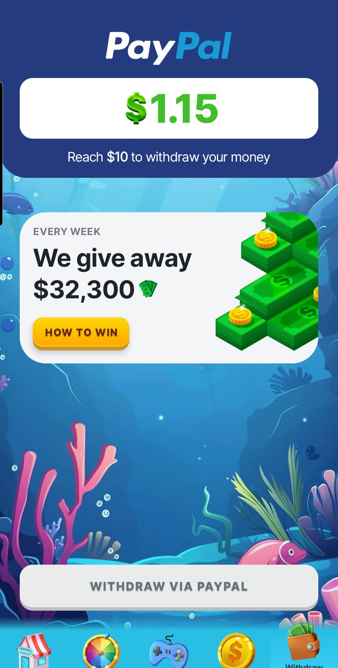Bubble Bling Withdraw PayPal