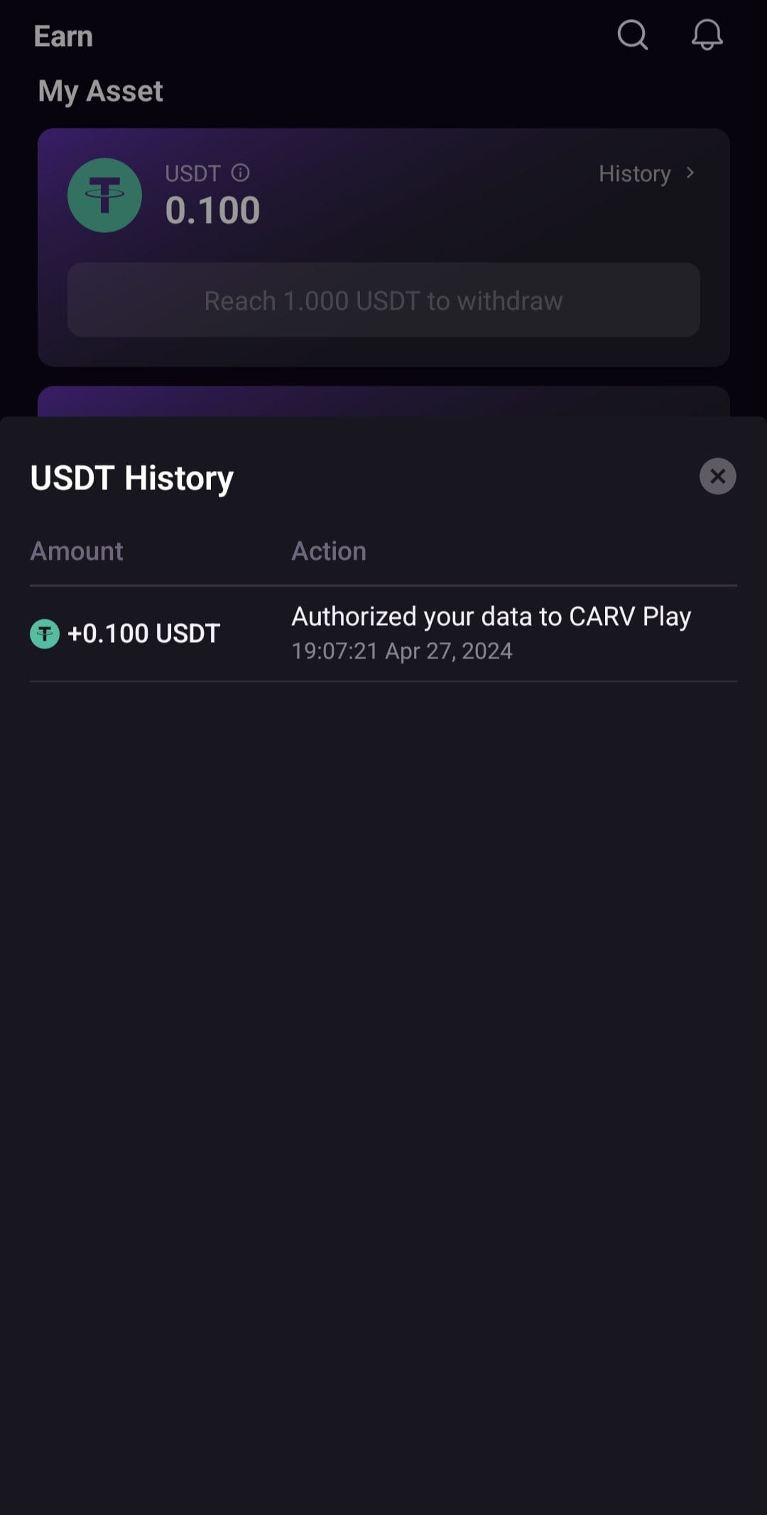 CARV USDT History