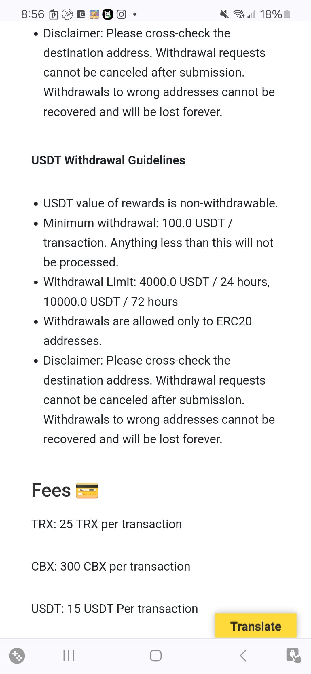 CropBytes USDT Withdrawal