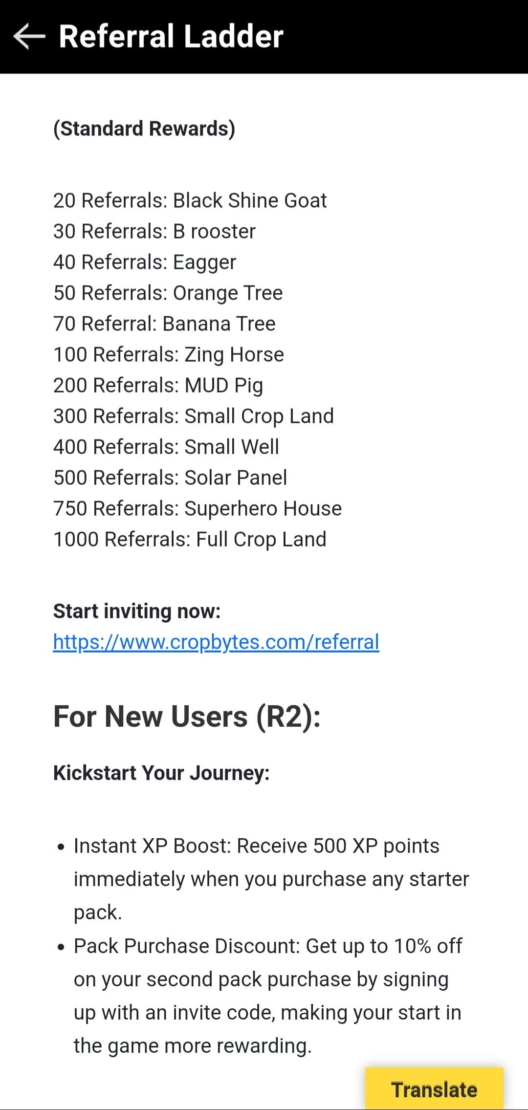 CropBytes Referral Rewards