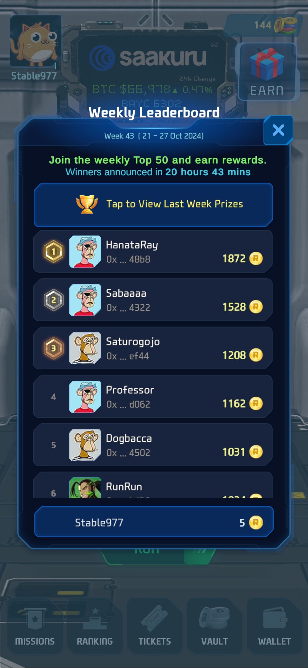 Crypto Run Leaderboard