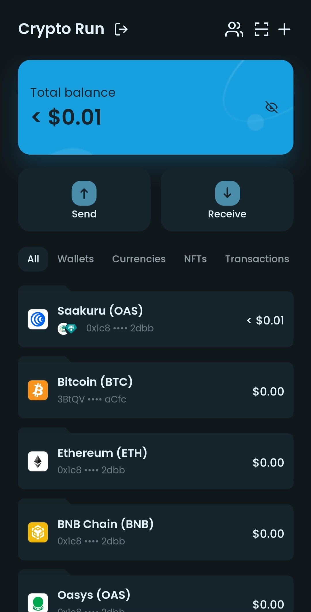 Crypto Run Total Balance
