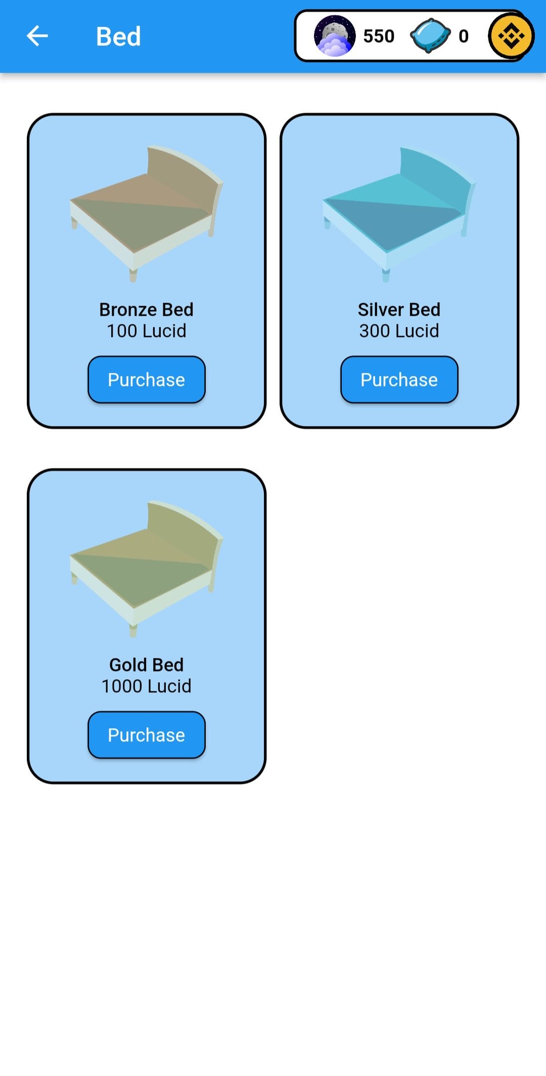 Dream to Earn upgrade bed